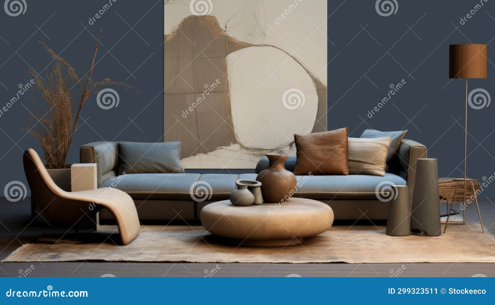 organic forms: a modern living art wall painting