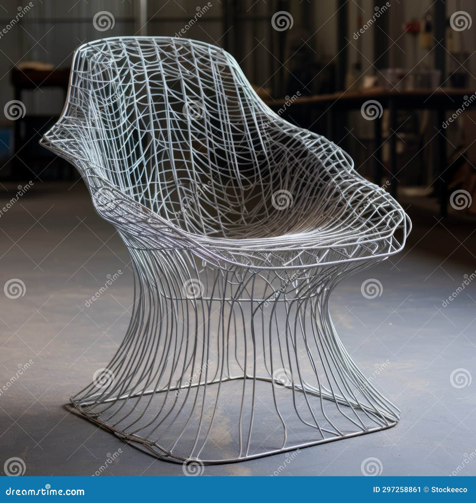 wire chair with translucent resin waves: intricate  for modern spaces