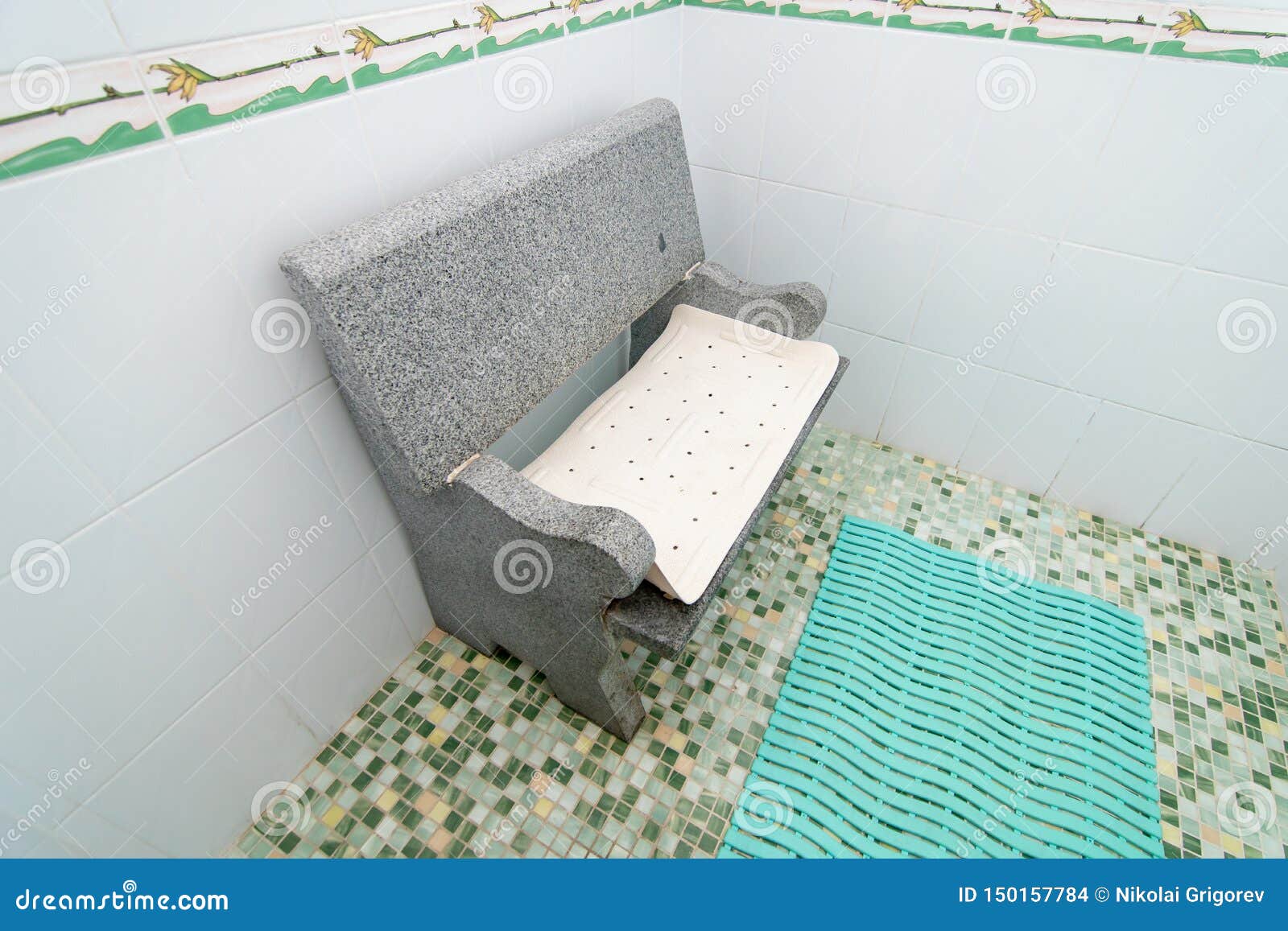 The Photo of the Shower Room with a Seat Stock Photo Image of
