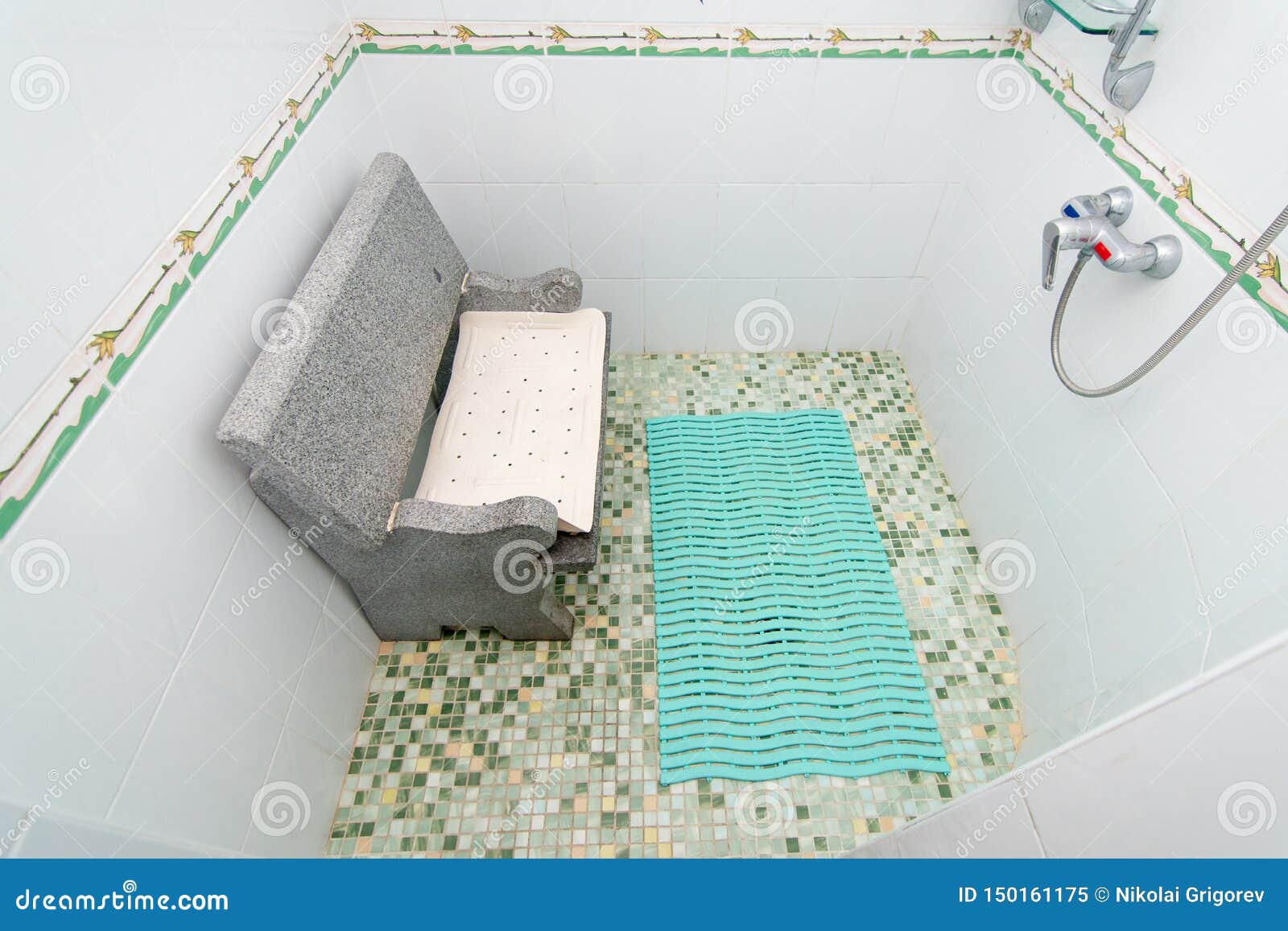 The Photo of the Shower Room with a Seat Stock Image Image of