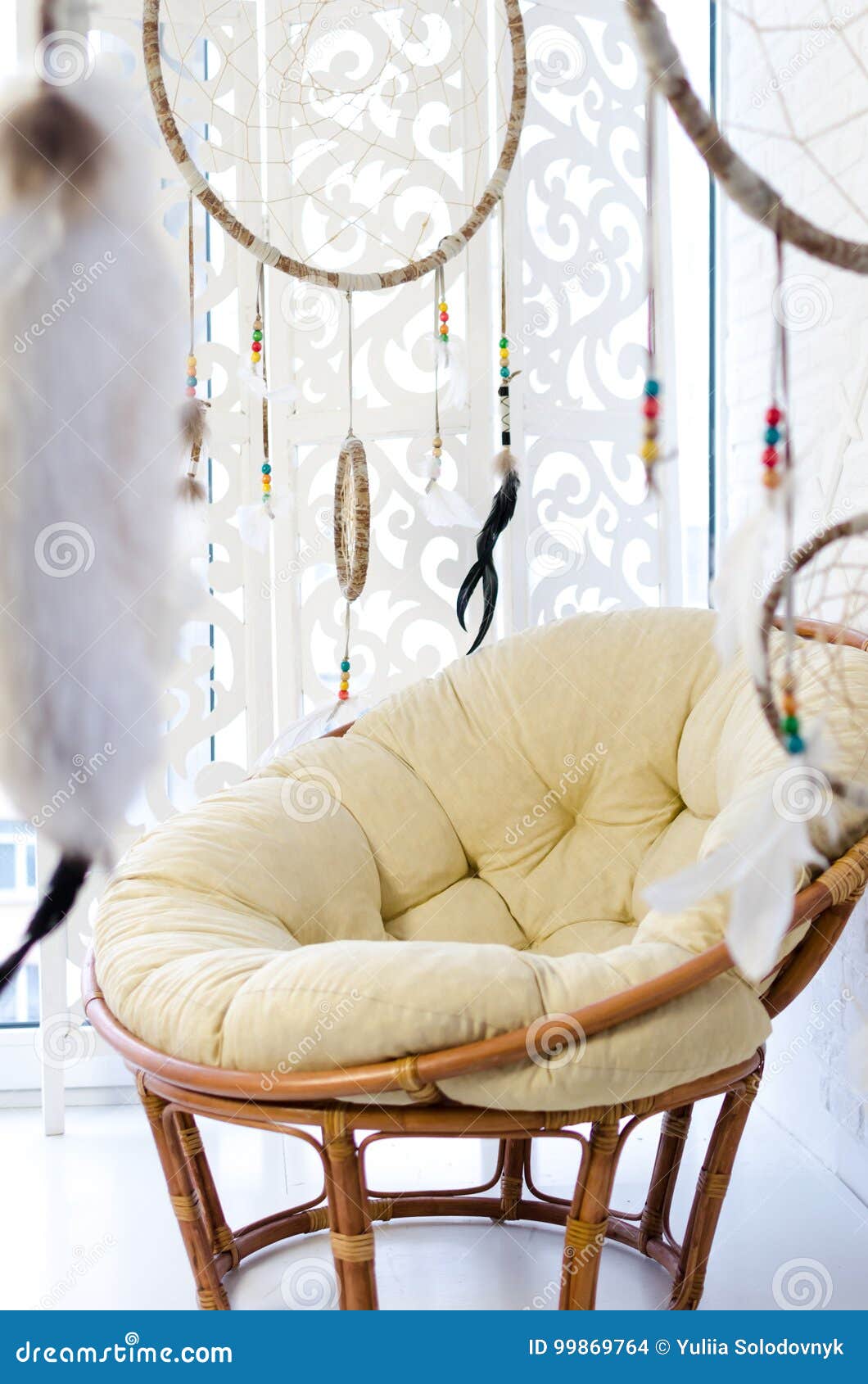Rattan Chair And Dream Catcher Stock Photo Image Of Comfortable