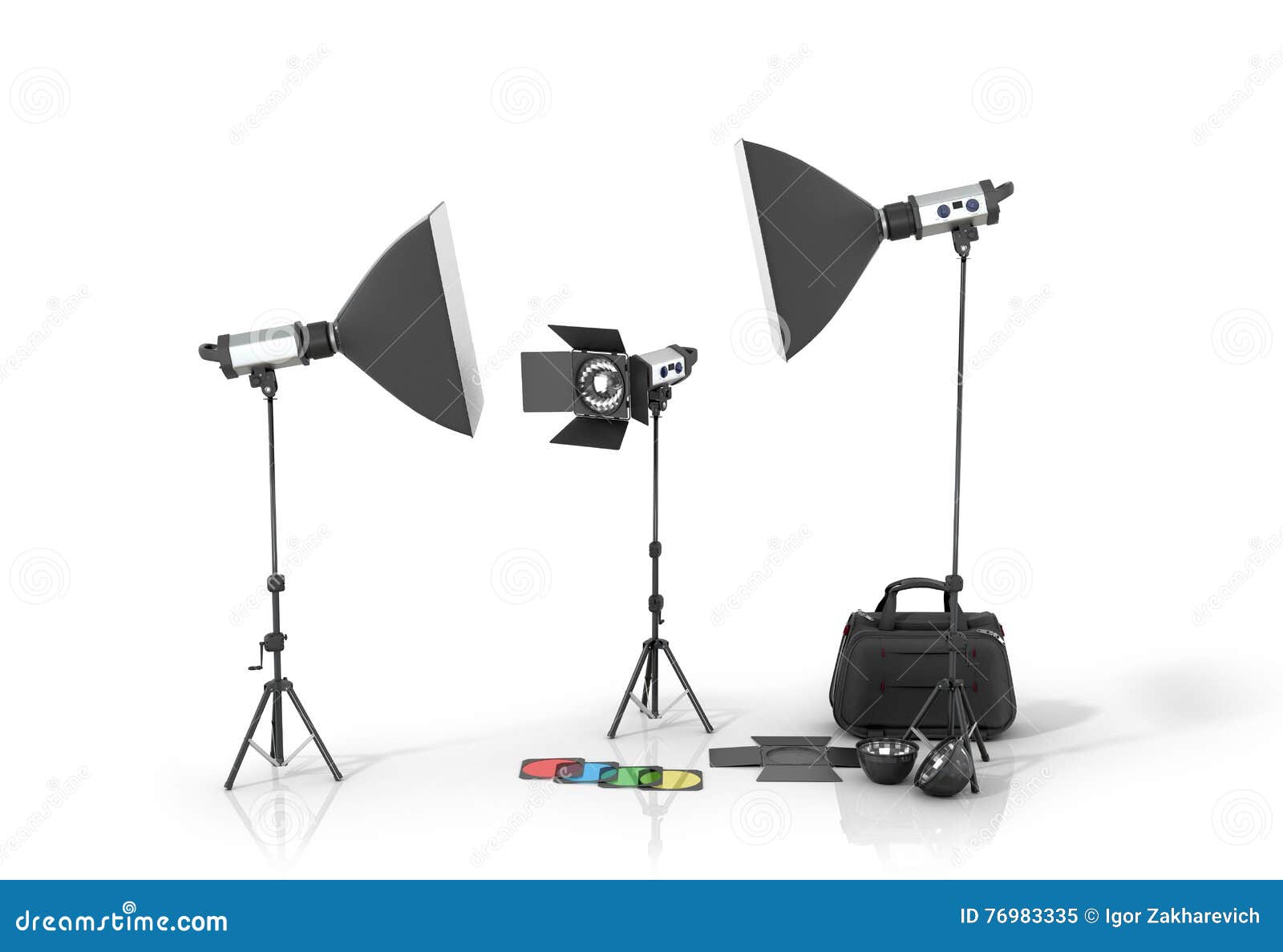 Photo Studio Equipment on a White Bacground. Stock Image Image of