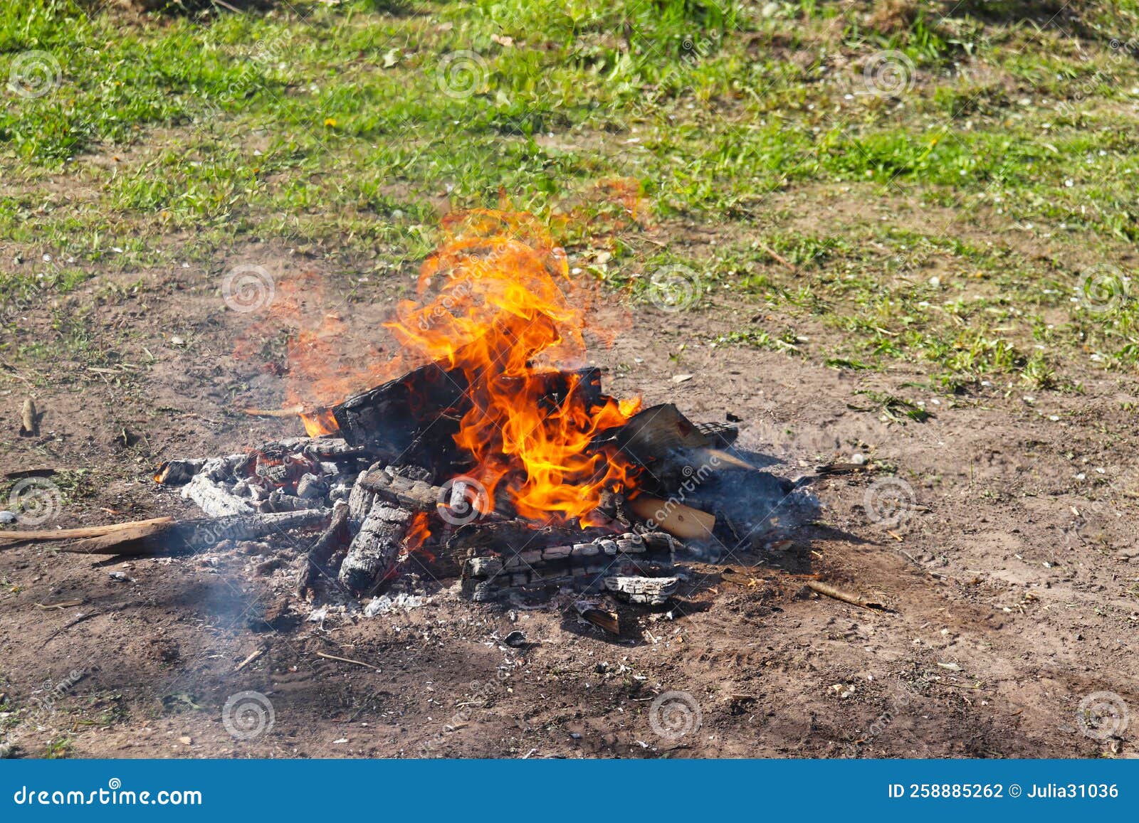 Photo of a Summer Campfire and a Smoldering Stock Photo - Image of heat ...