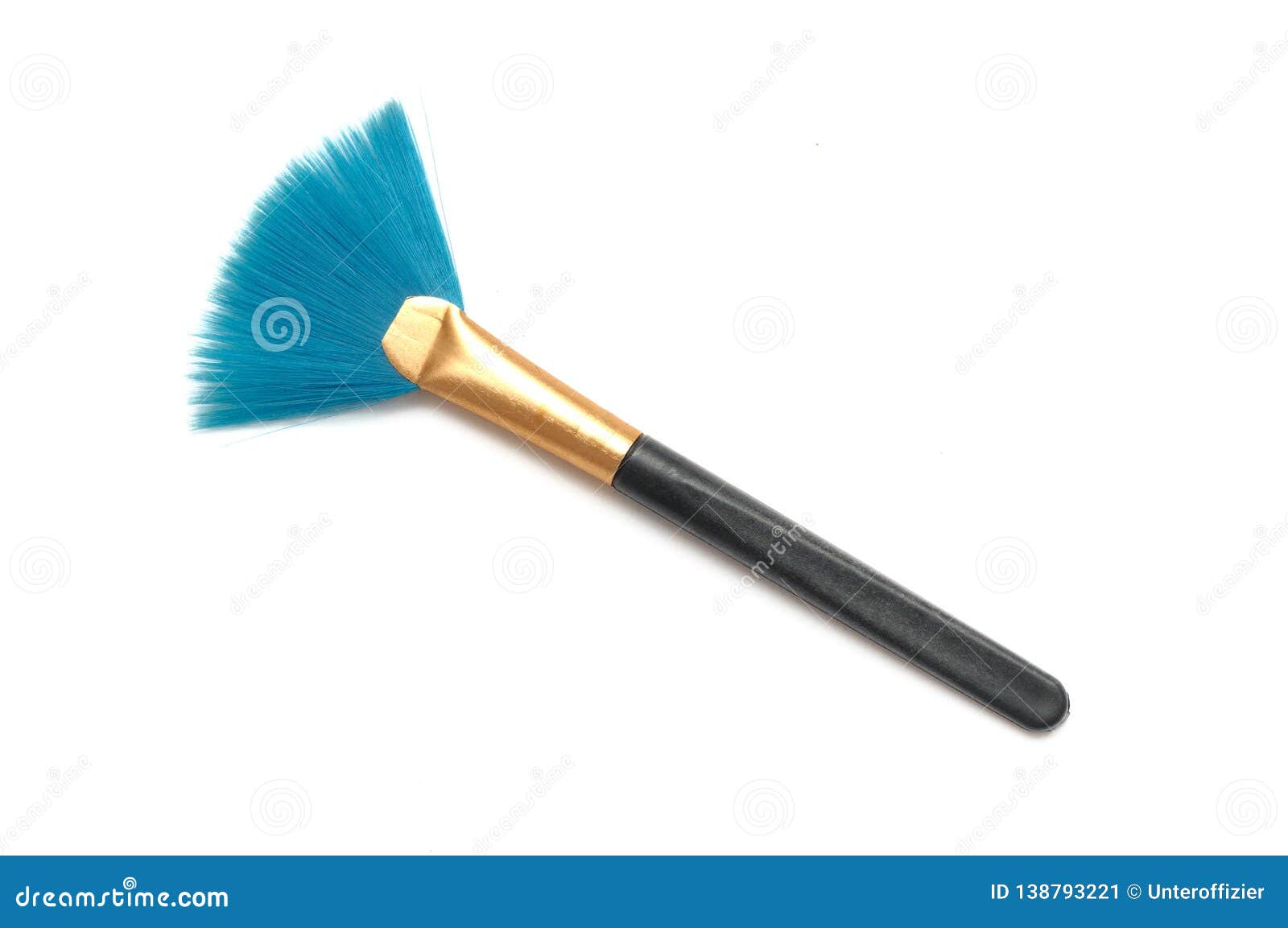 a fan d blue bristled dust brush