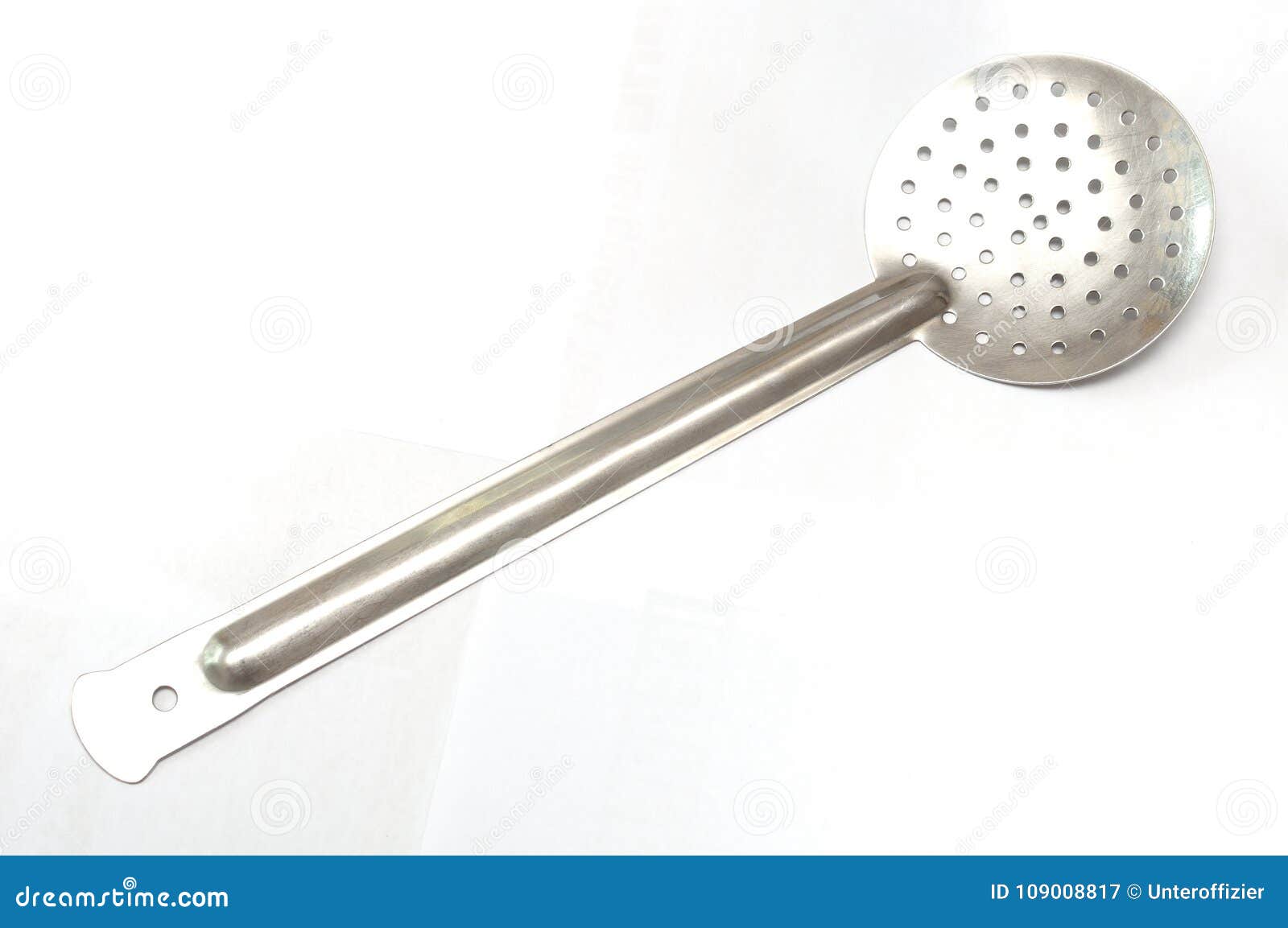 a stainless steel hot pot slotted spoon ladle