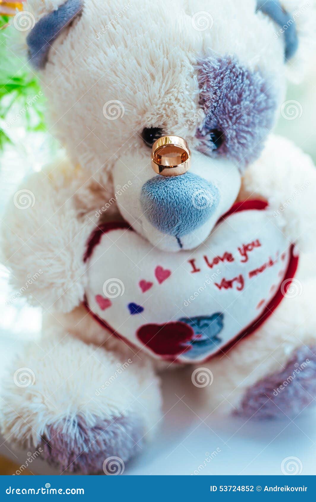 Photo of Teddy Bear with Wedding Rings Stock Photo - Image of happy