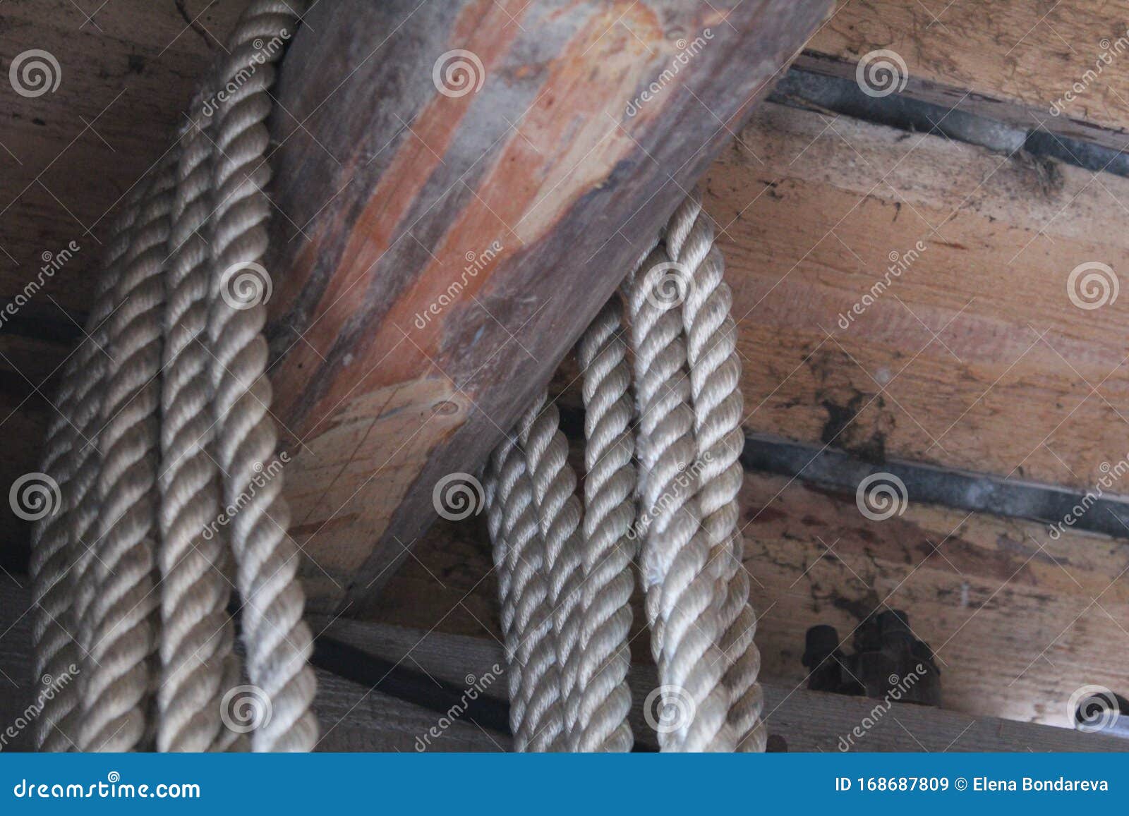 Old Rope Hanging in the Barn Under the Ceiling Stock Image - Image of  hinged, rope: 168687809