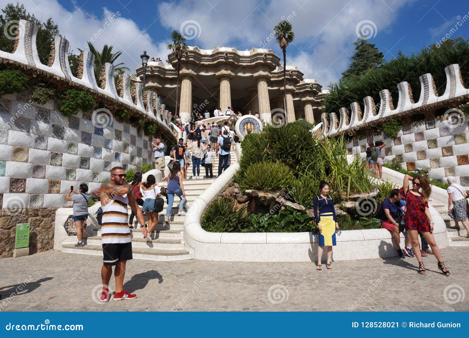 Tourists at Park Guell Stairs in Barcelona Spain Editorial Photo ...