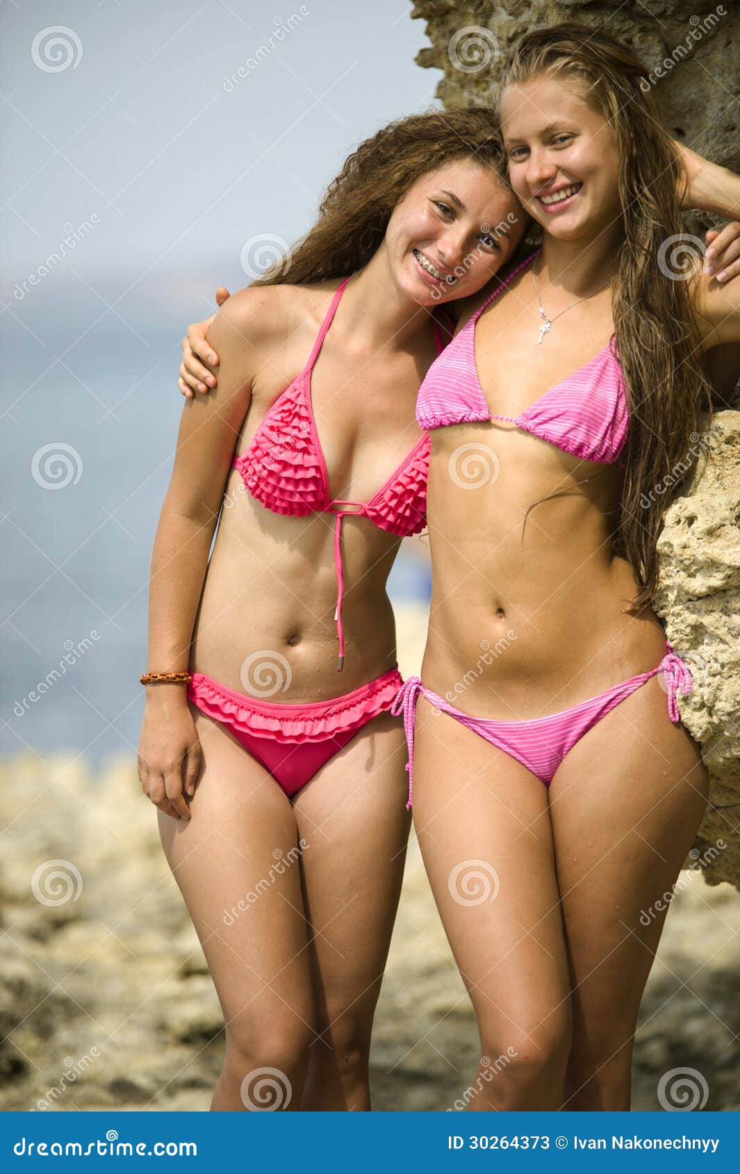 Two girls in bikinis stock image. Image of enjoyment - 30264373