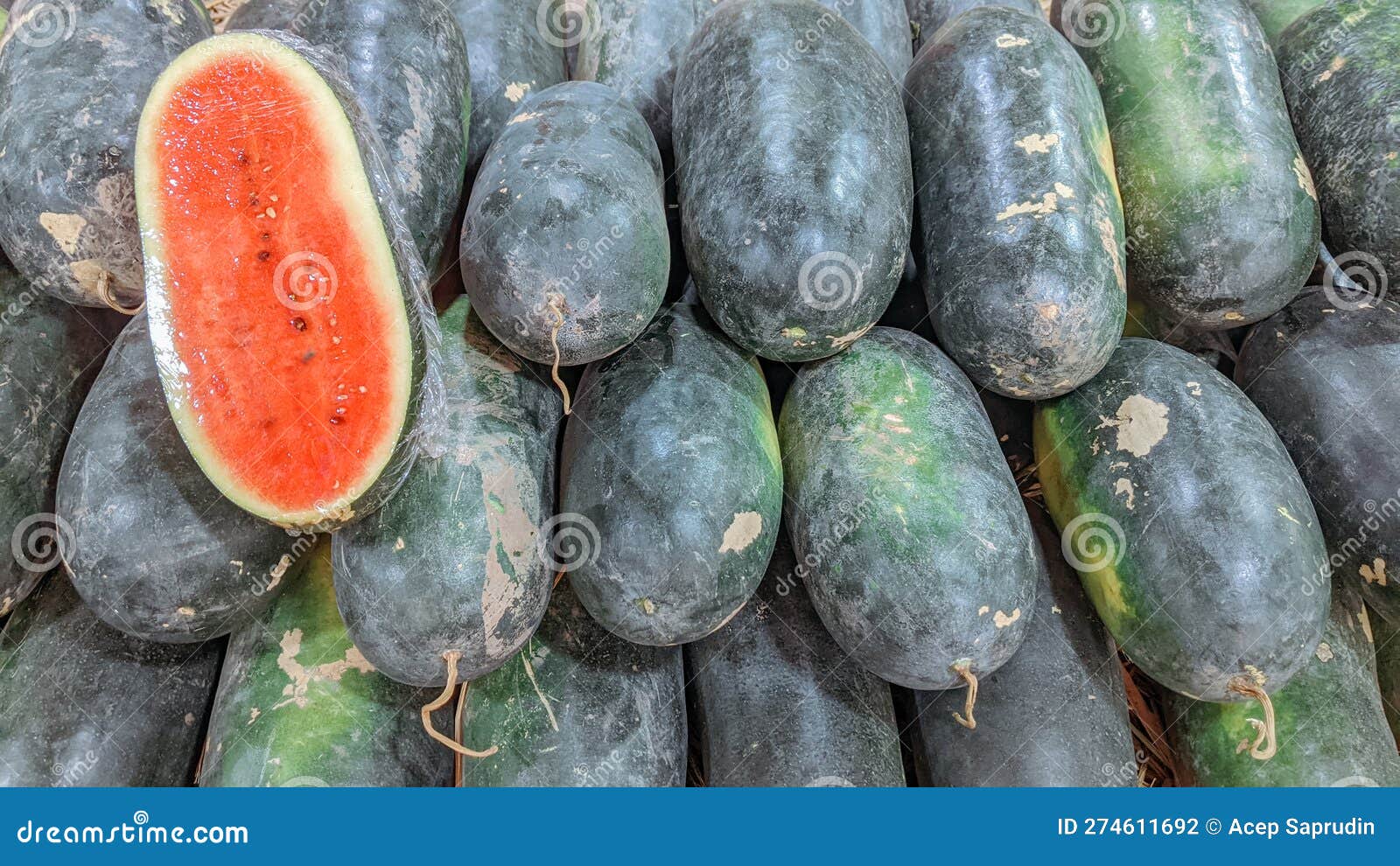 Photo of the Type of Oval Watermelon for Sale Stock Photo Image of