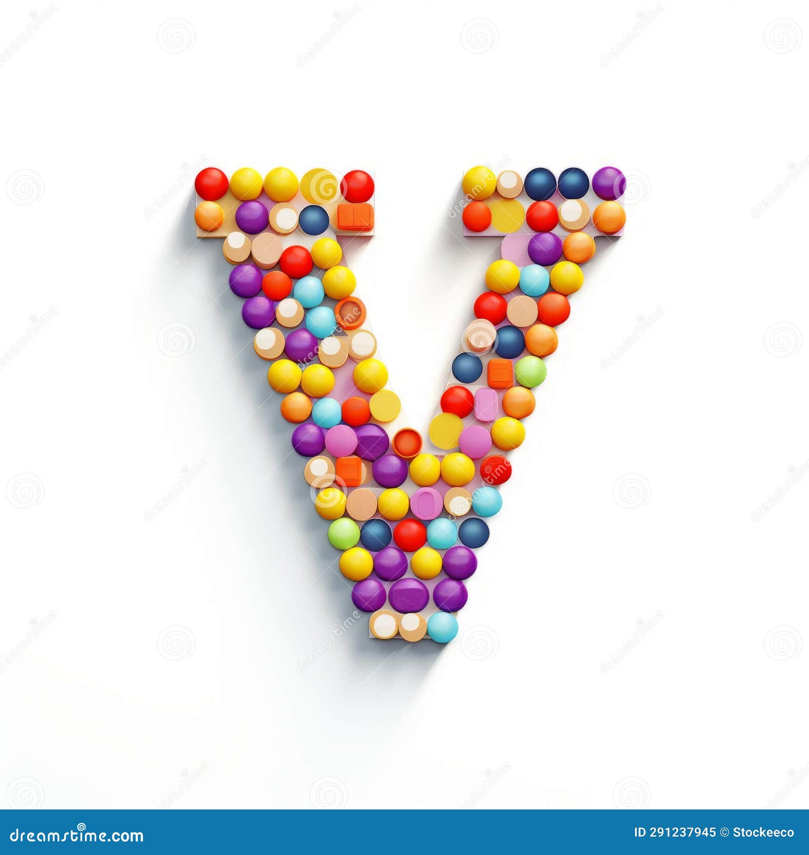 whimsical pills: creating the letter y with colorful and detailed pill s
