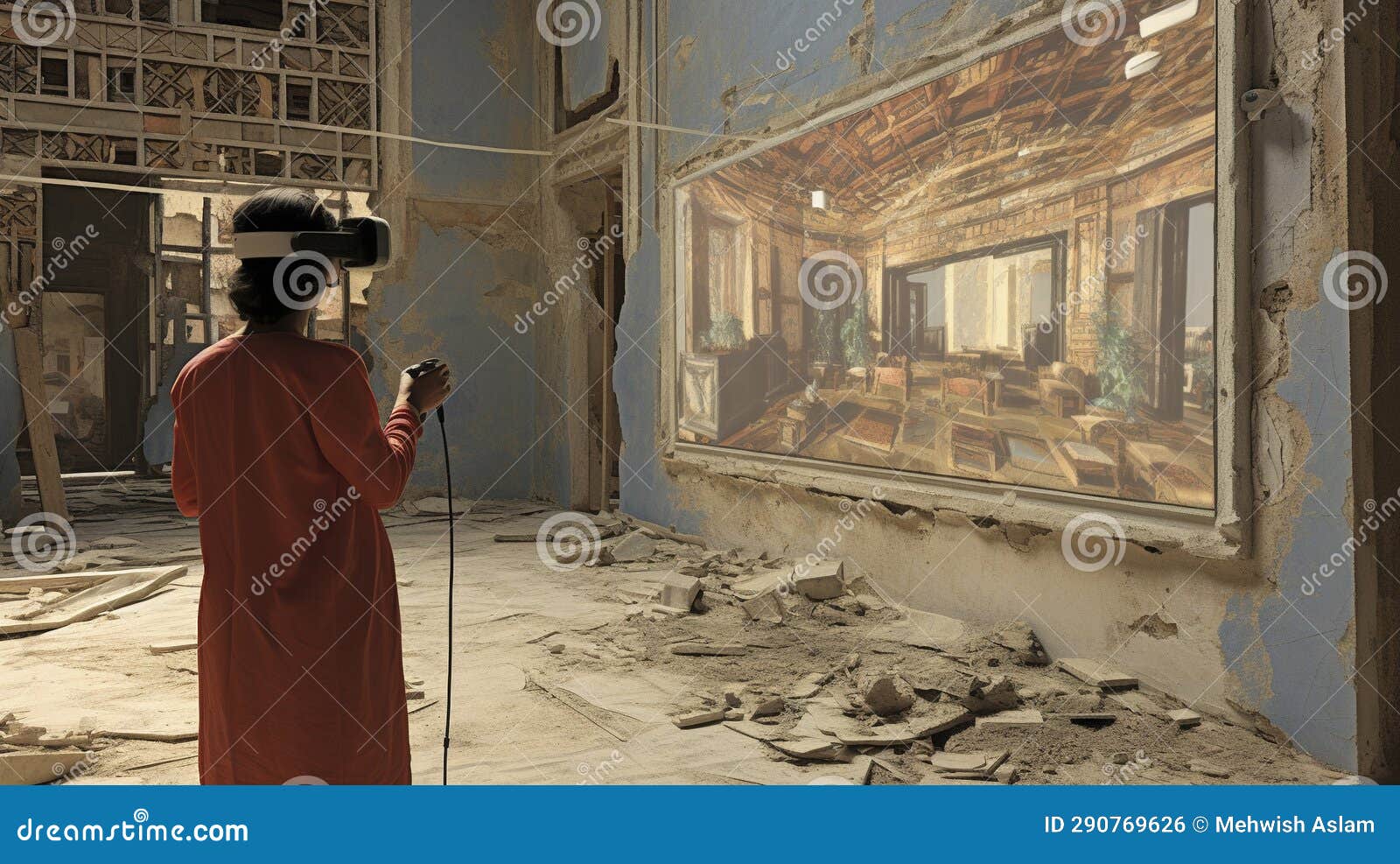 A Photo of Virtual Reality Cultural Heritage Preservation Stock