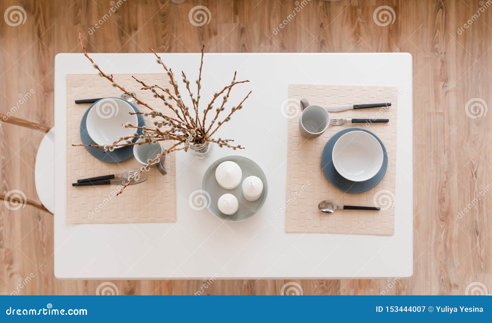 On The Home Table Table Setting For Two Persons Top View Stock Image on-the-home-table-table-setting-for-two-persons-top-view-stock-image