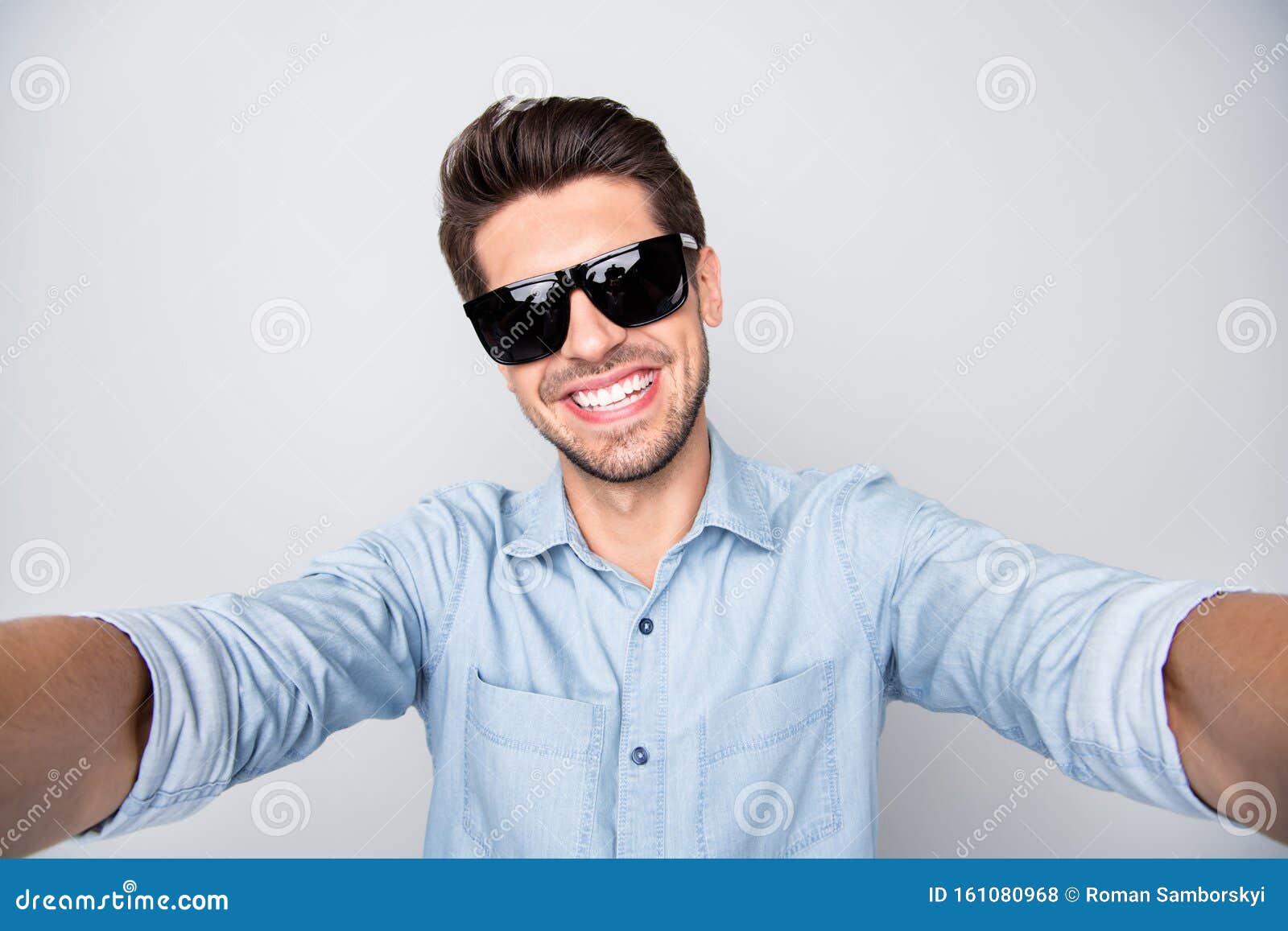 Photo of White Cheerful Attractive Handsome Man Taking Selfie Showing ...