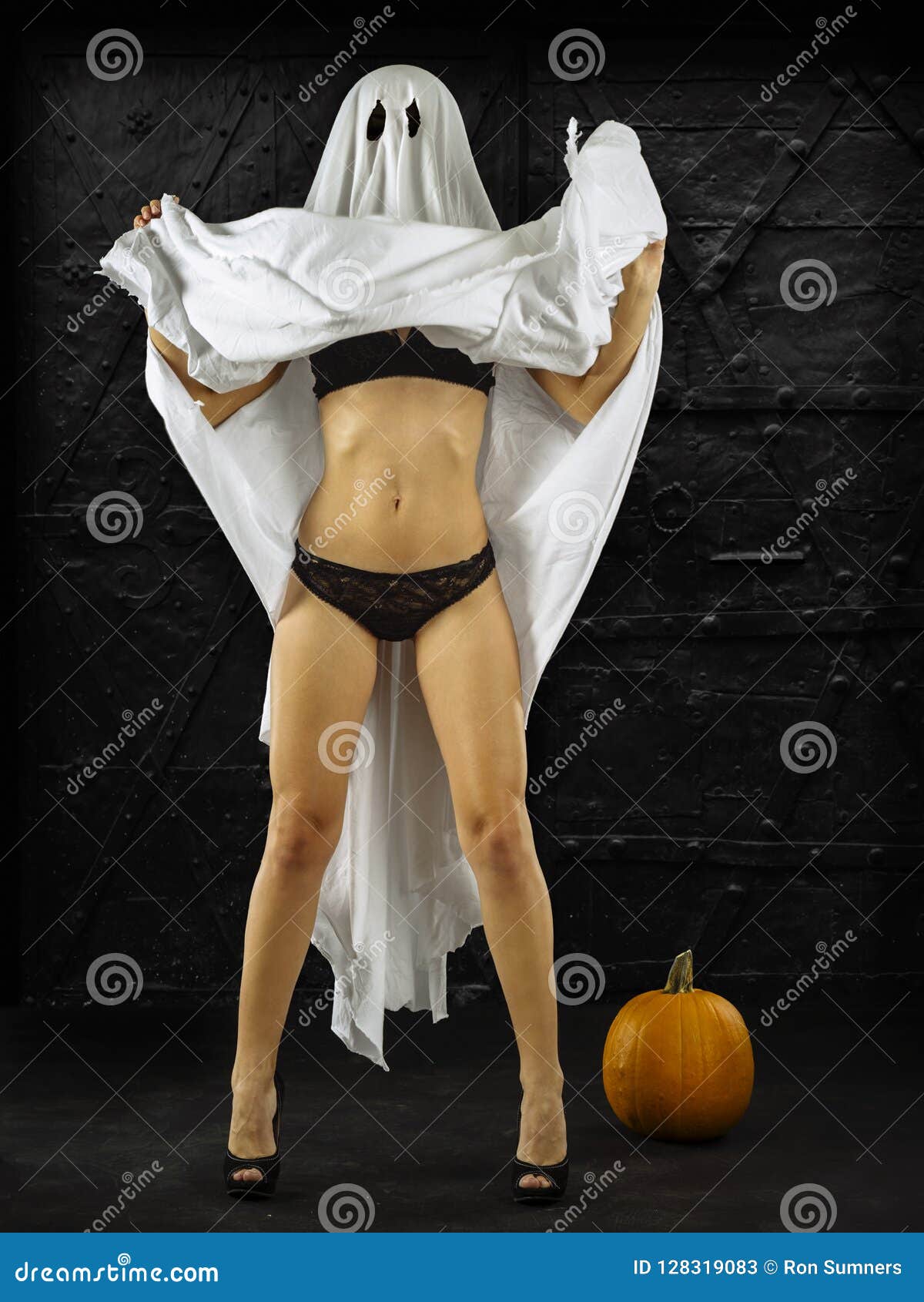 Bed Sheet Ghost For Fun Halloween Stock Image - Image of sheet, pumpkin: 12...