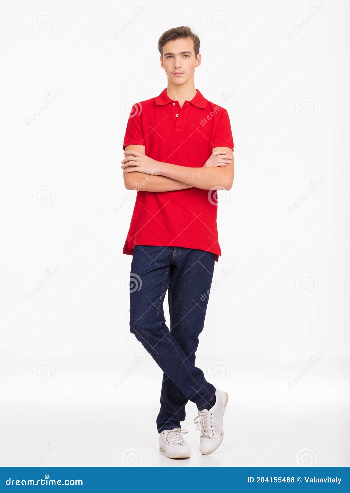 Photo of Young Confident Man Looking at Camera. Full Length Portrait of ...