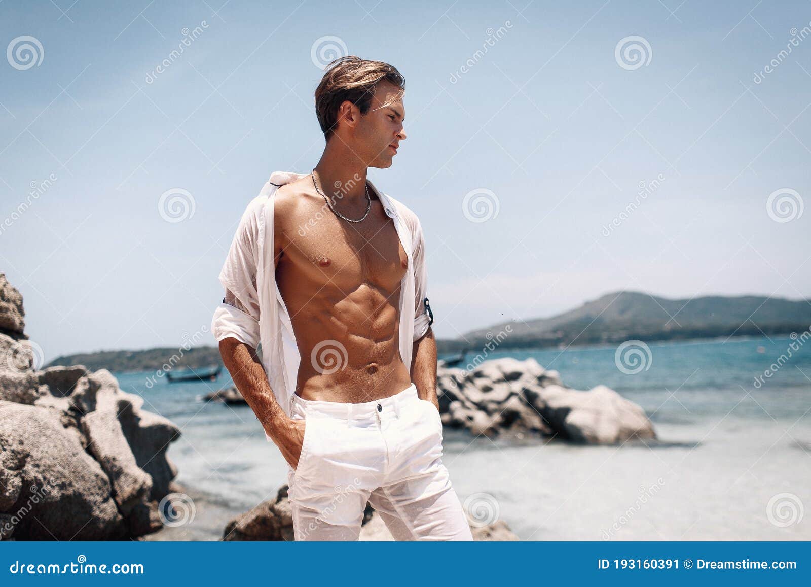 18,18 Young Male Model Posing Beach Photos   Free & Royalty Free ...