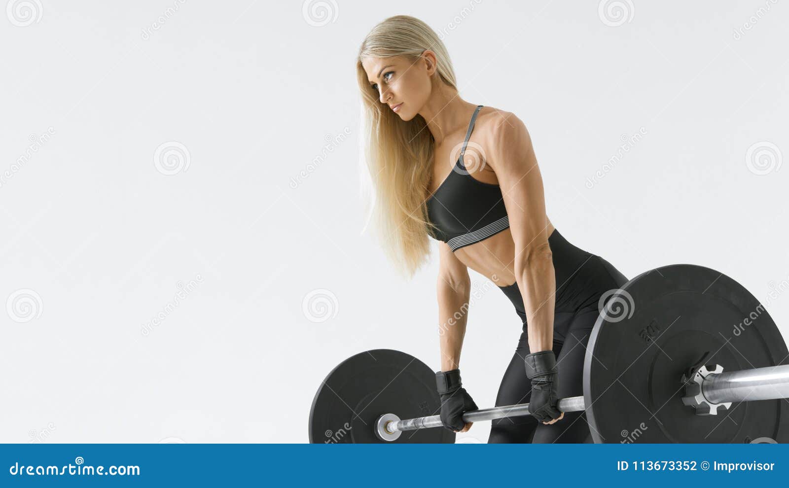 Girl doing exercise for the chest in the gym 11485761 Stock Photo