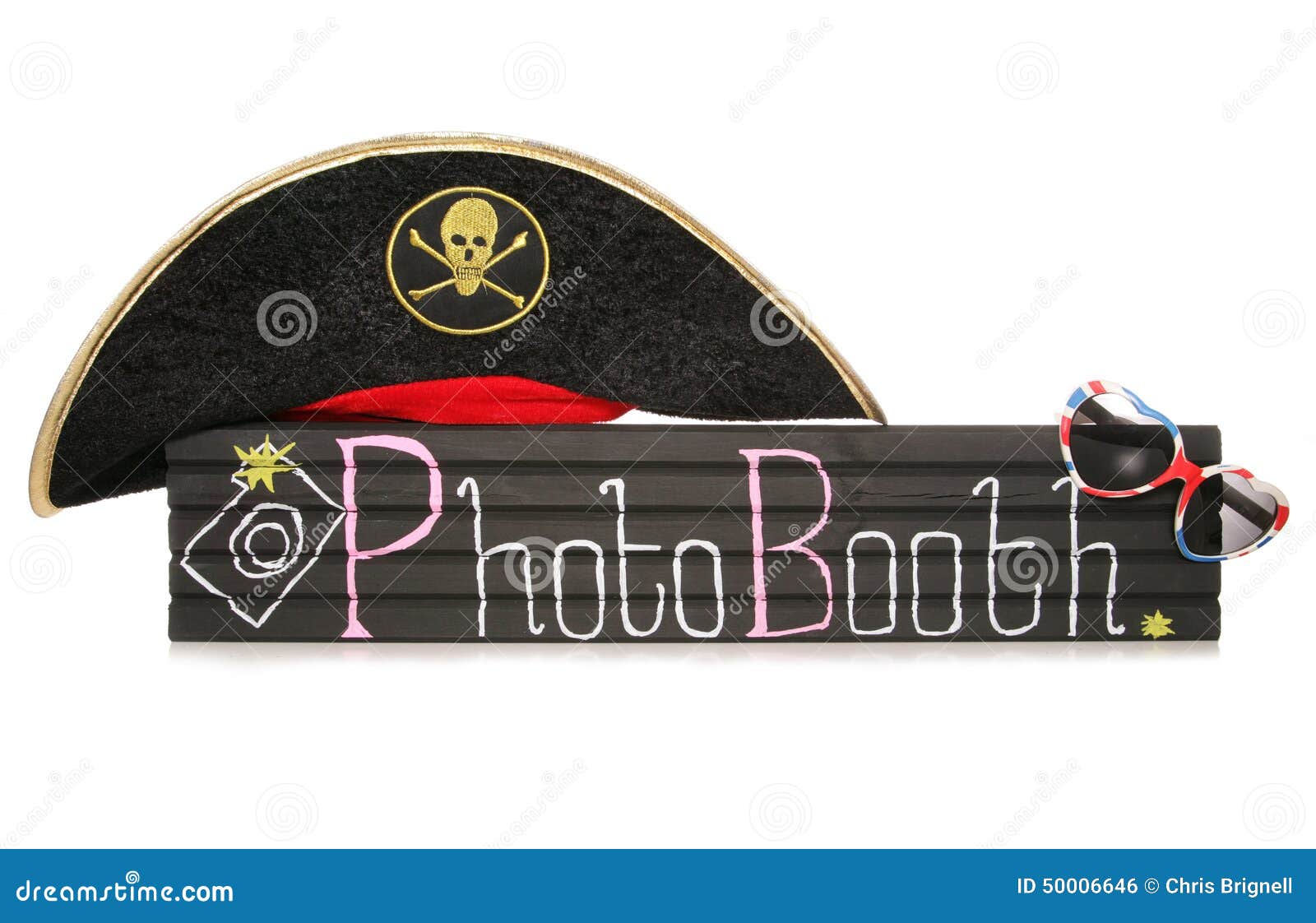 Photobooth Sign with Pirate Hat and Sunglasses Stock Photo Image of