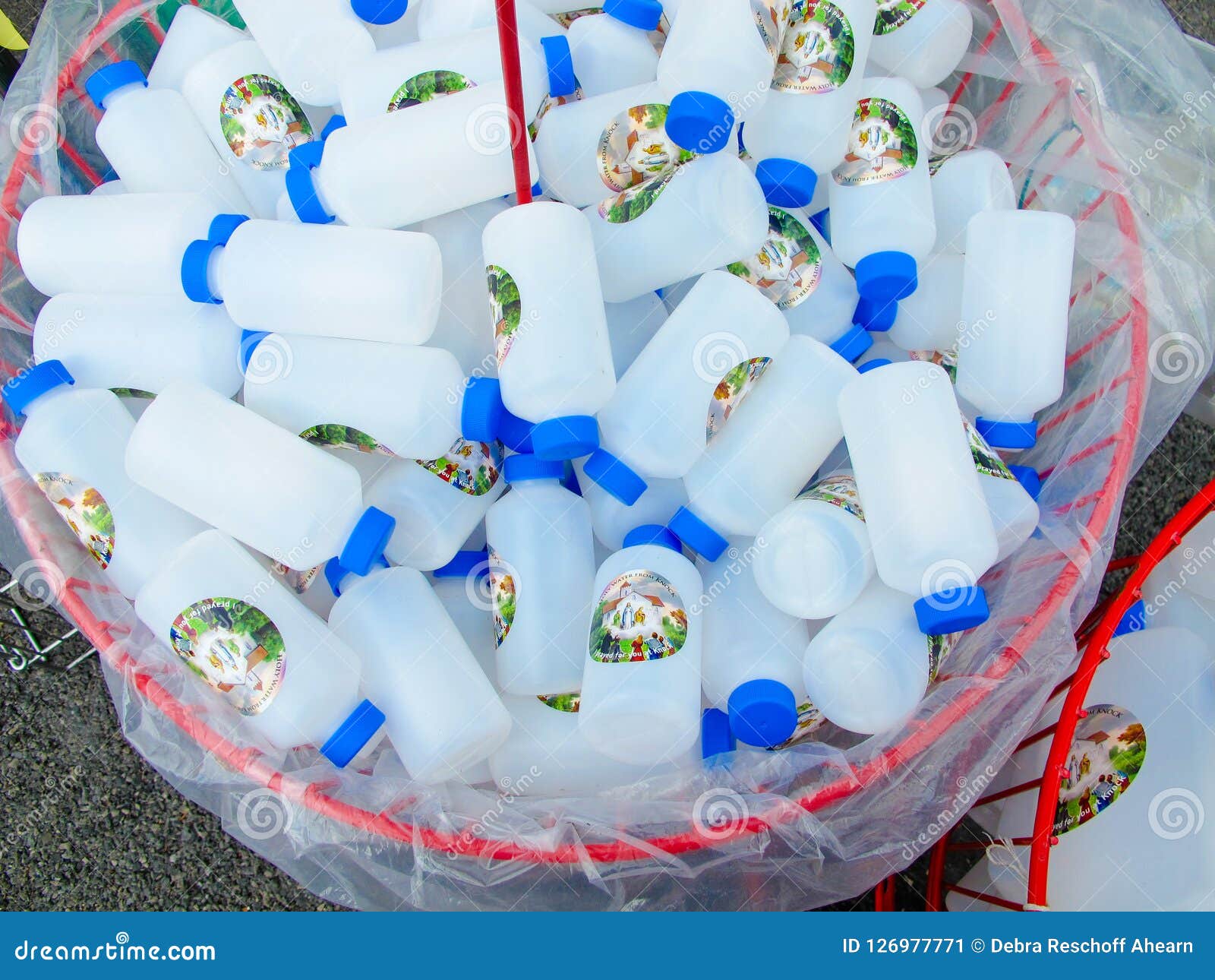 Basket Of Holy Water Bottles Stock Image Image of