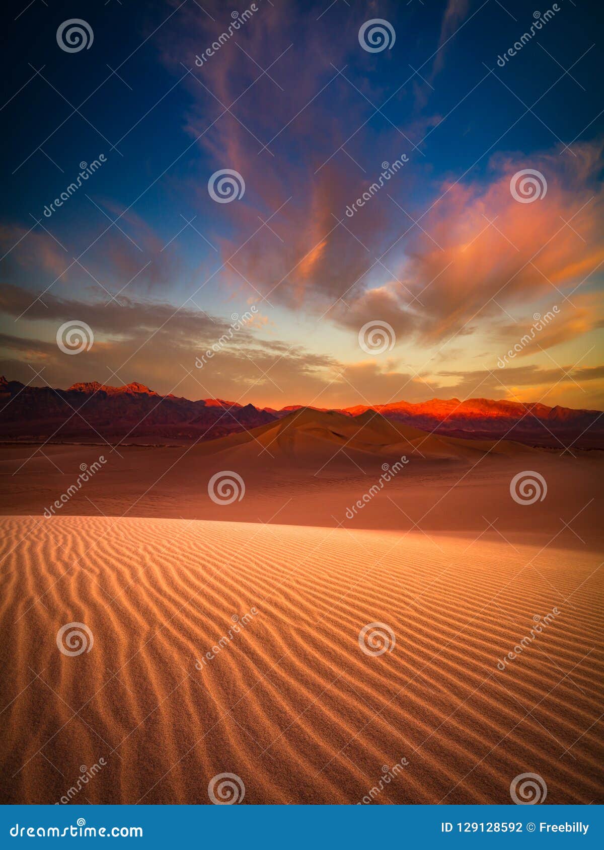 death valley sand dune at dusk