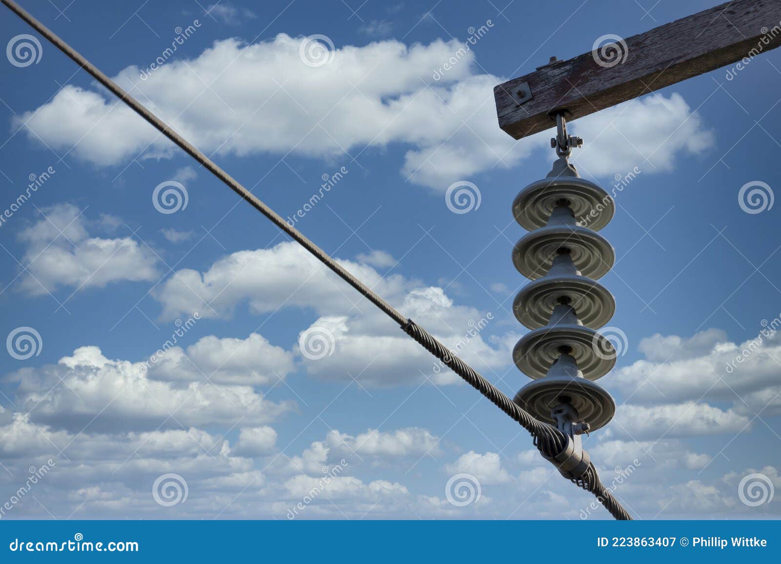 Photograph of a Transmission Line Cable System and Assembly Stock Image