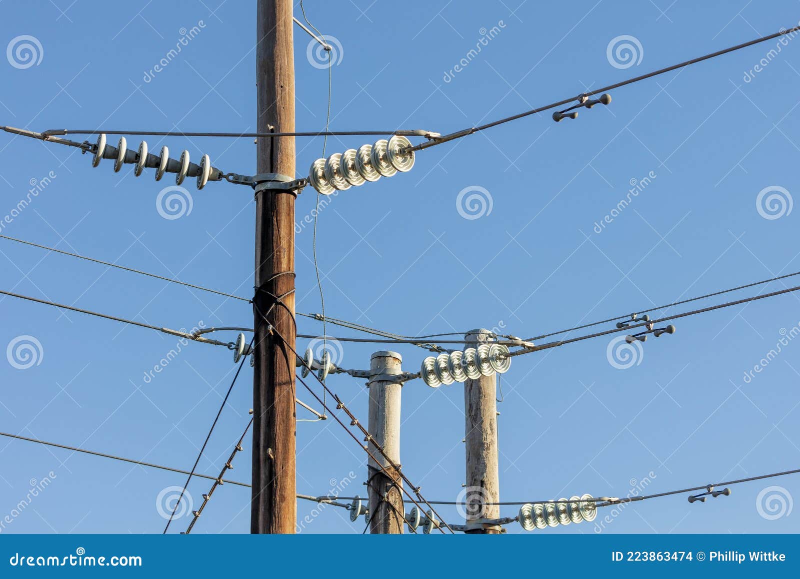Photograph of a Transmission Line Cable System and Assembly Stock Photo