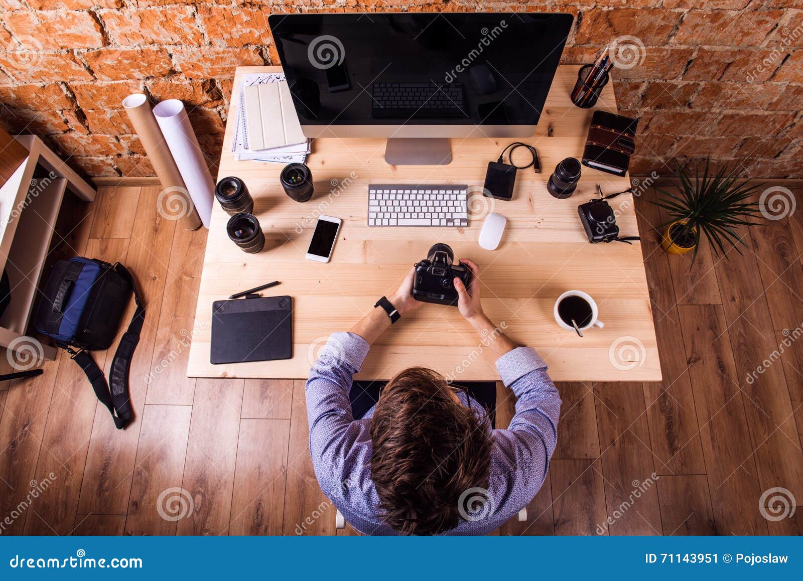 Photographer at the Desk, Office Gadgets and Object Lens Stock Image -  Image of floor, professional: 71143951