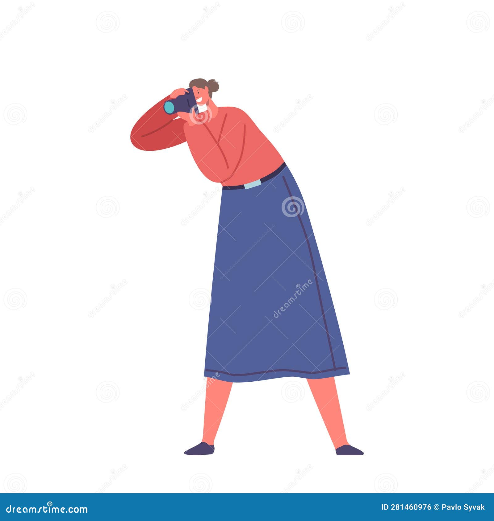 Photographer Female Character Capturing Moments with a Camera, Freezing
