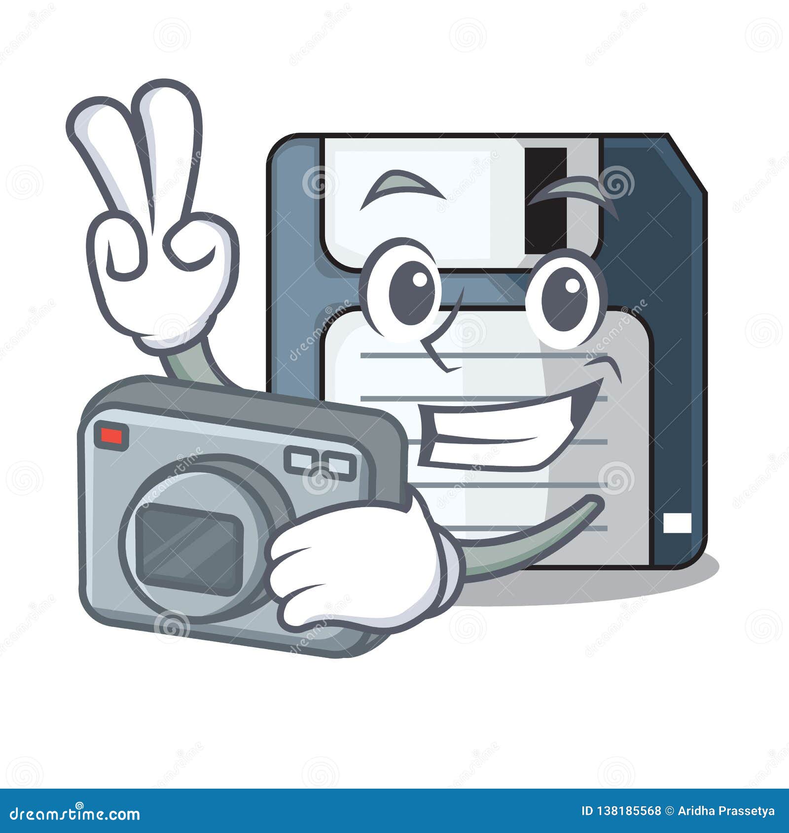 Photographer Floppy Disk in the Character Funny Stock Vector