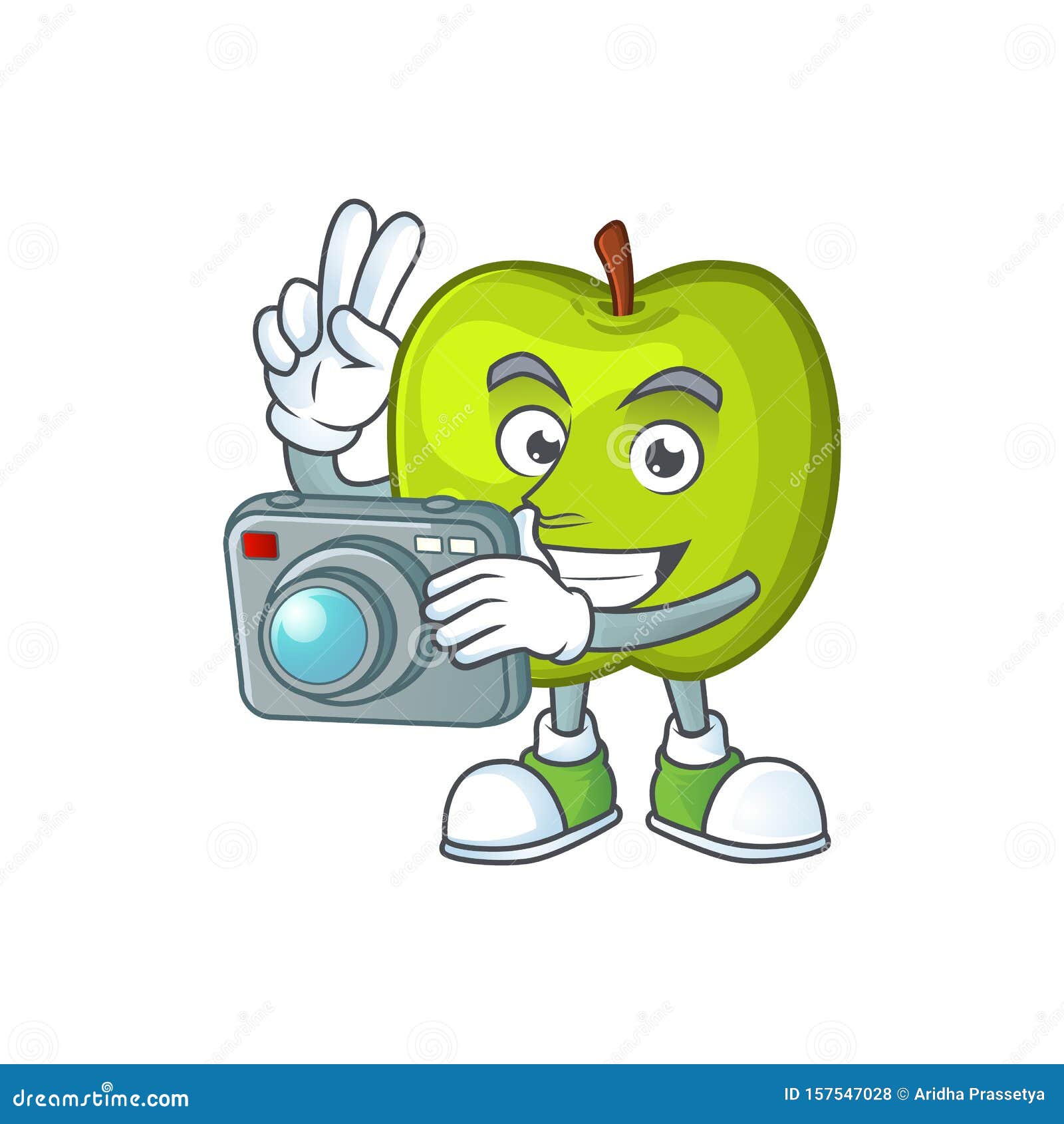 Download Photographer Granny Smith Green Apple Cartoon Mascot Stock Vector - Illustration of isolated ...
