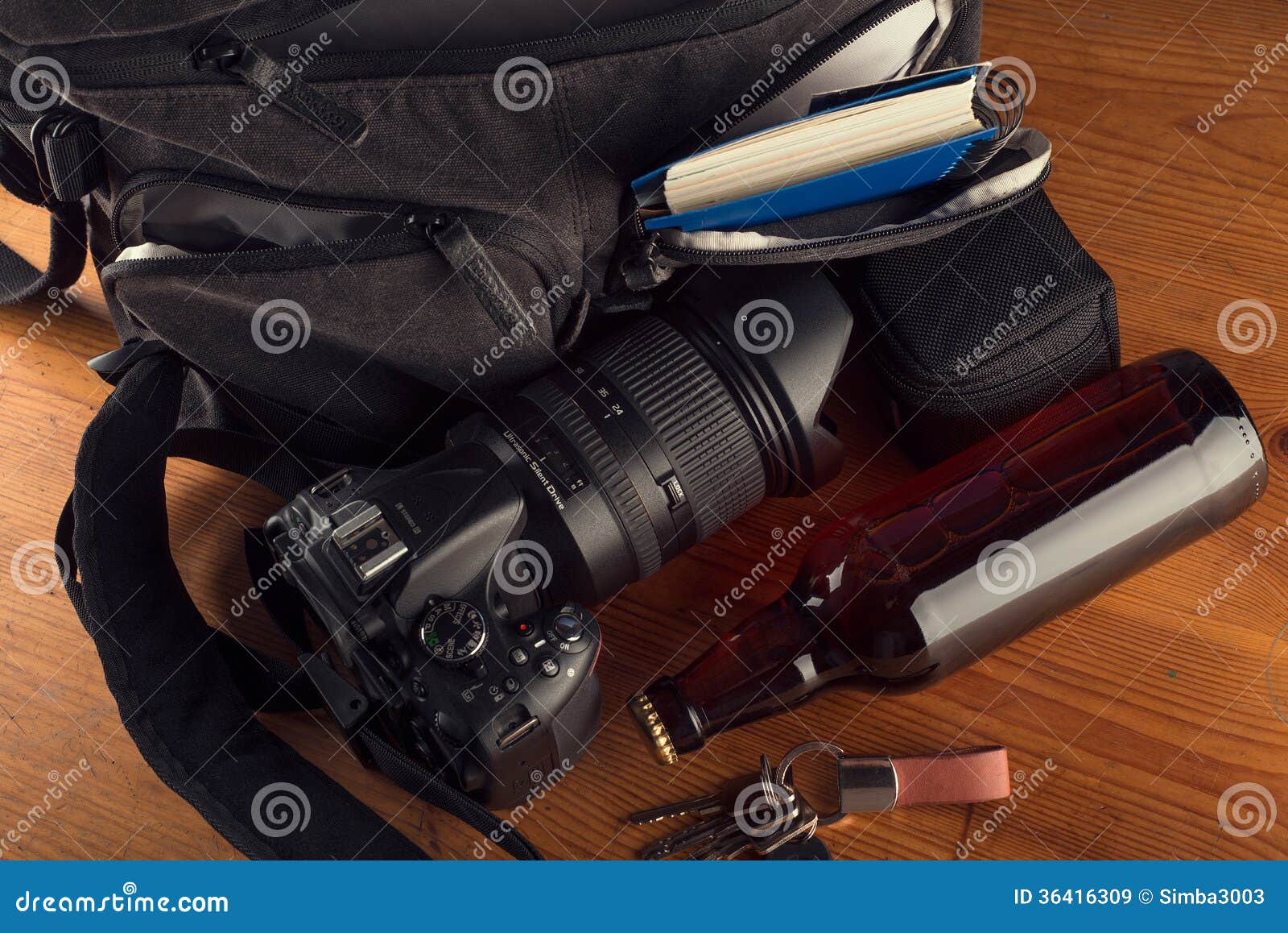 Photographer Items on a Wooden Table Stock Image Image of wooden