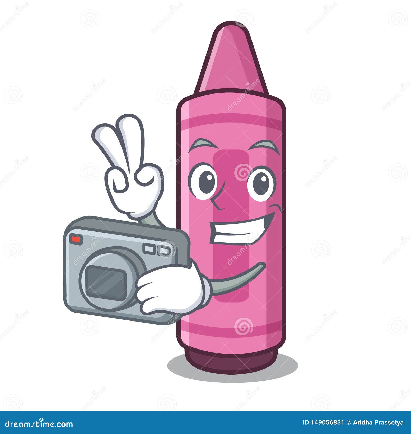 Photographer Pink Crayons in the Character Shape Stock Vector