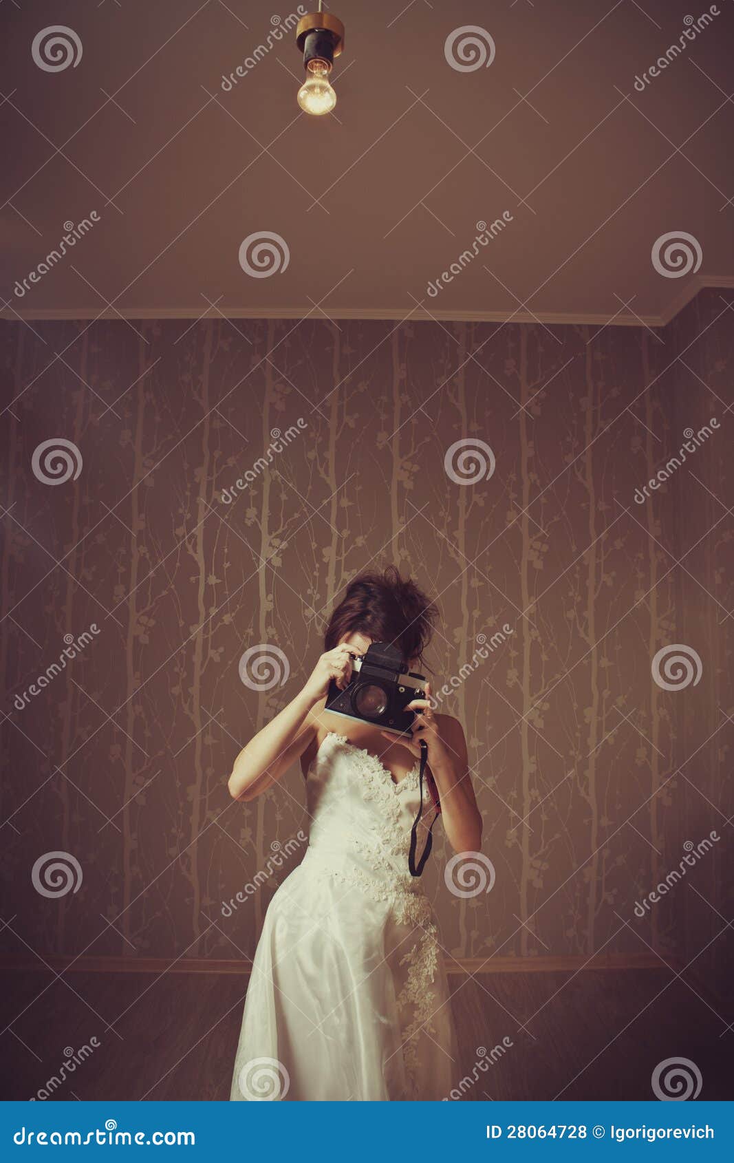 Photographer in white stock photo. Image of lens, indoors 28064728
