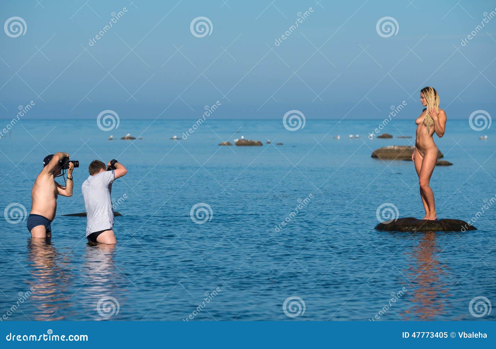Photographers and Nude Model on the Beach Stock Image - Image of looking,  outdoor: 47773405