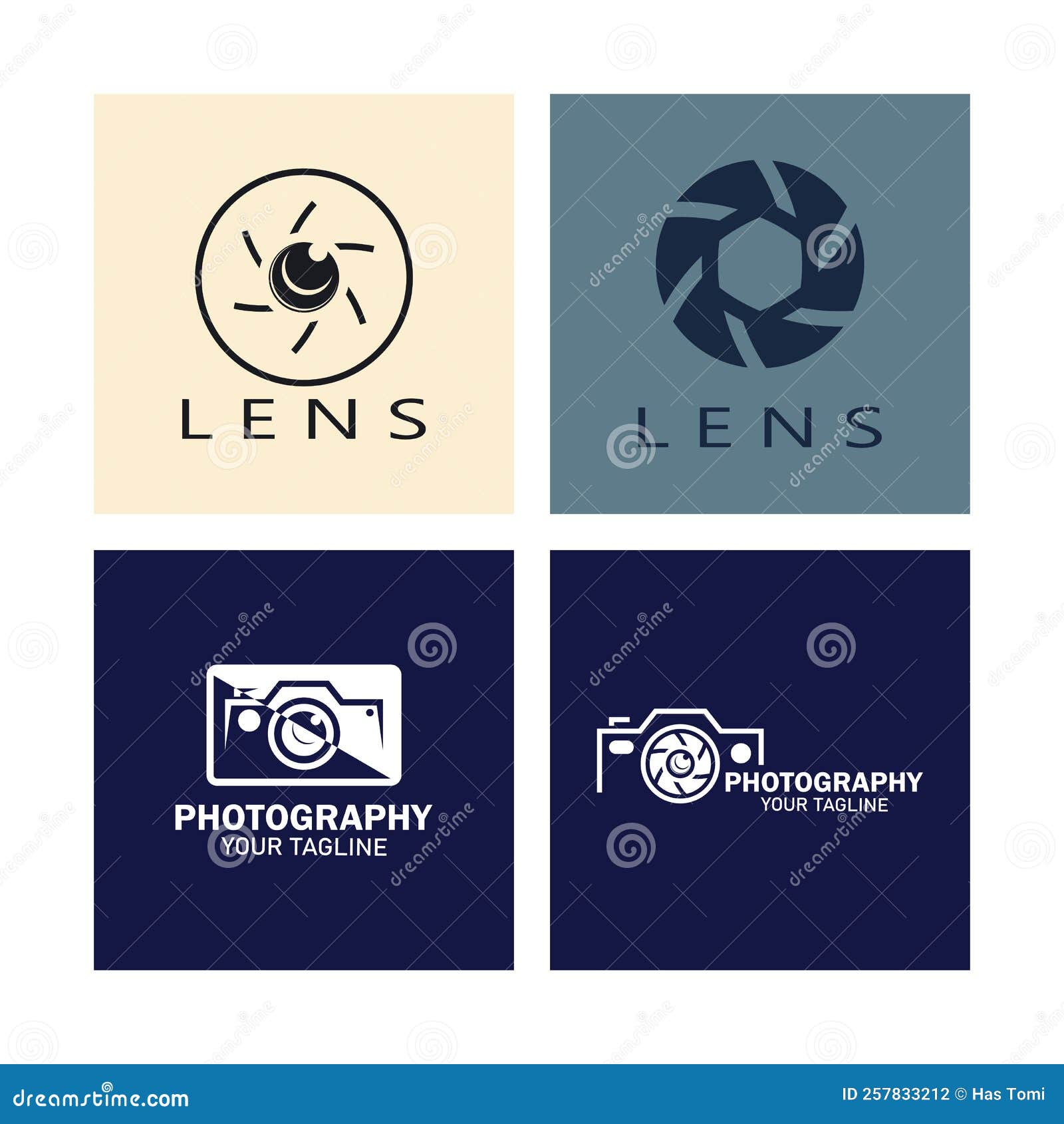 Photography Camera Logo Icon Vector Design Template Isolated on Black