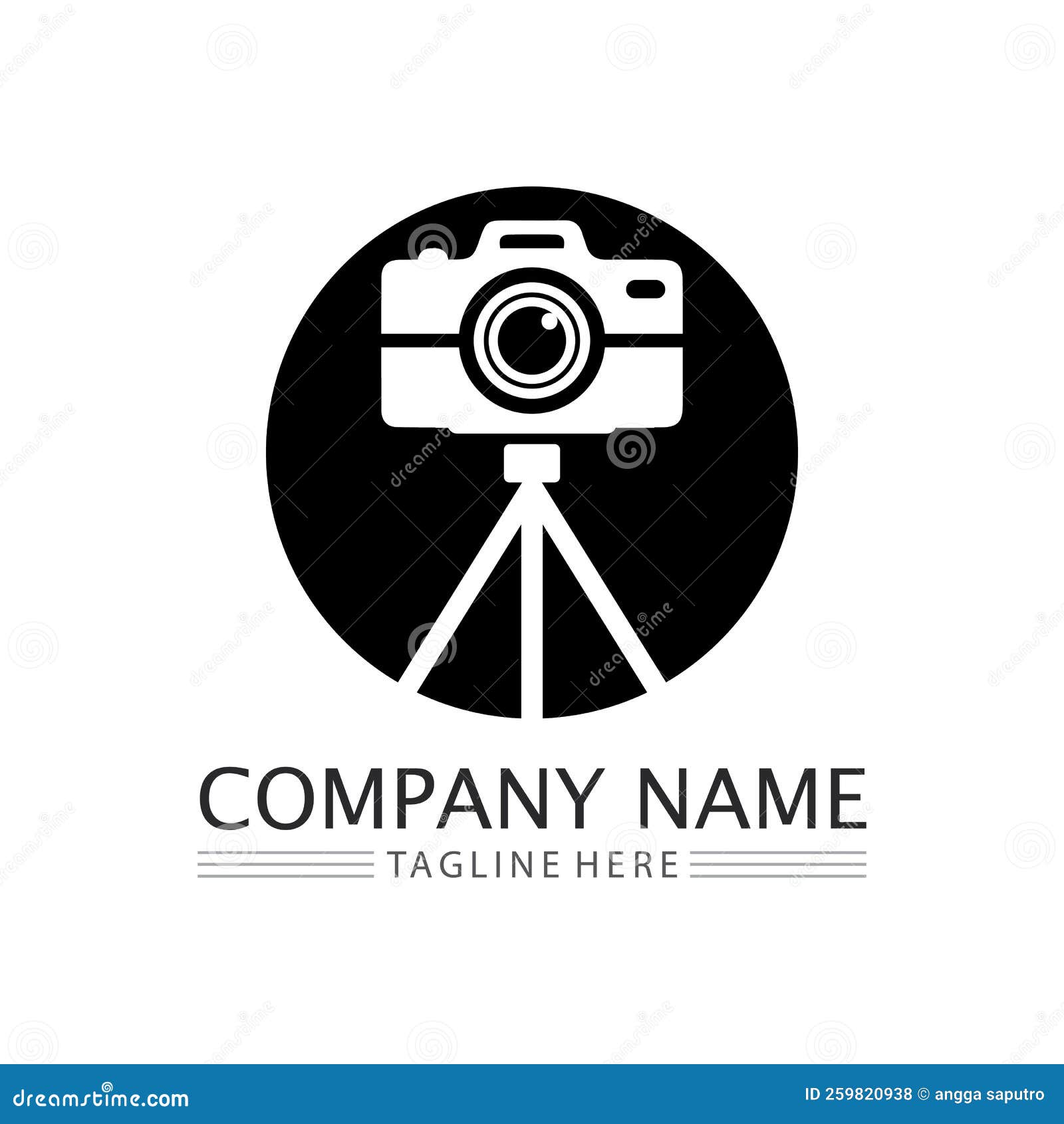 Photography Camera Logo Icon Vector Design Template Isolated on Black