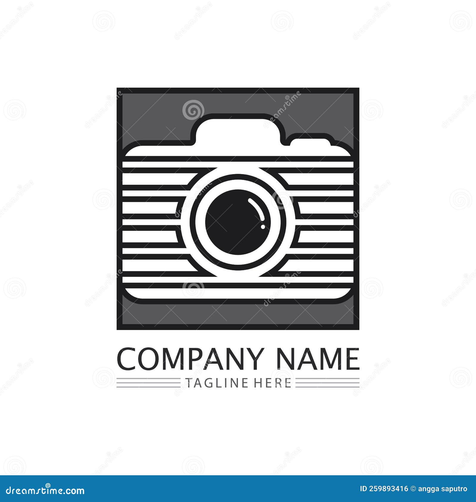 Photography Camera Logo Icon Vector Design Template Isolated on Black