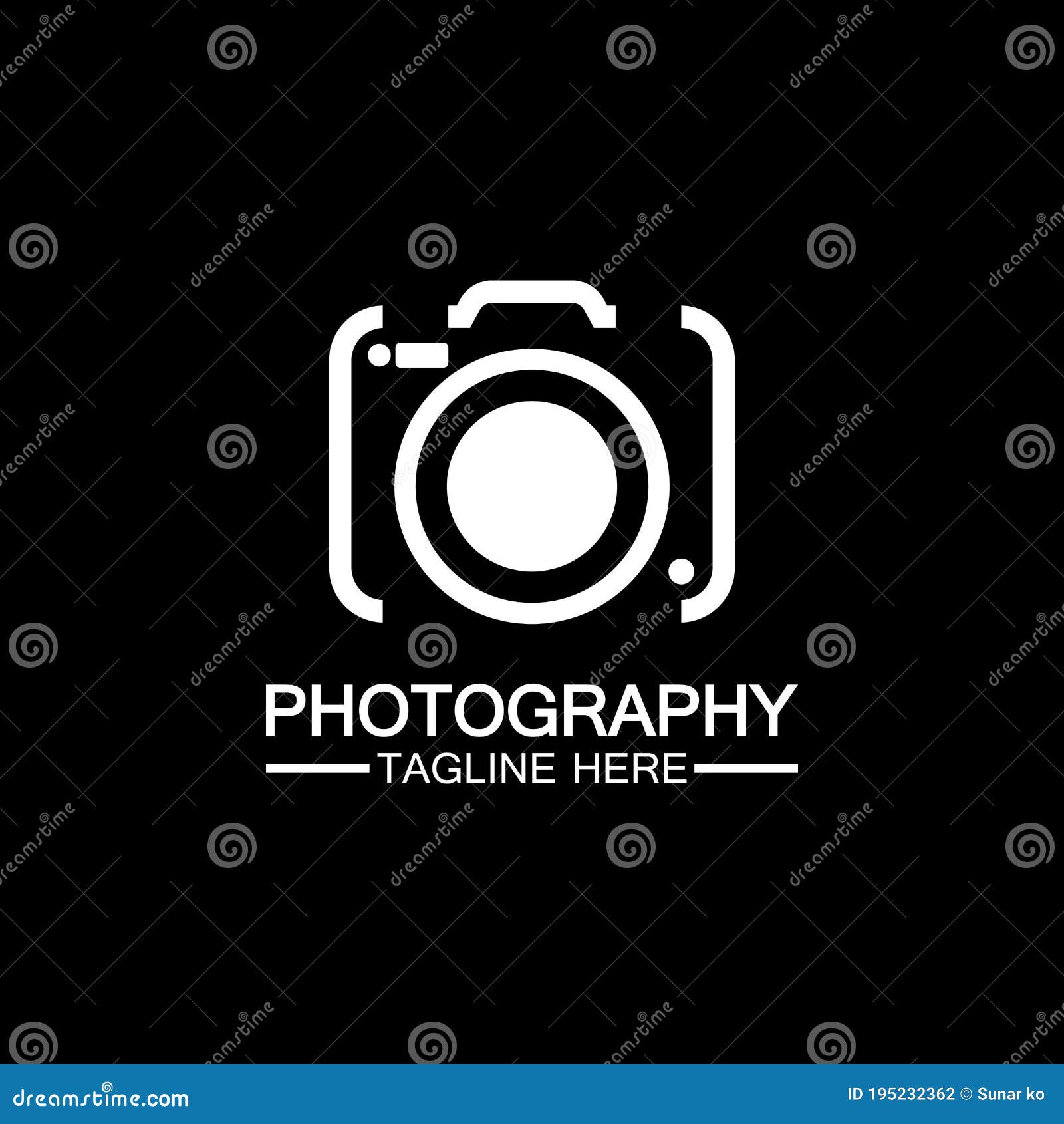 Photography Camera Logo Icon Vector Design Template Isolated on Black  Background Stock Vector - Illustration of concept, film: 195232362