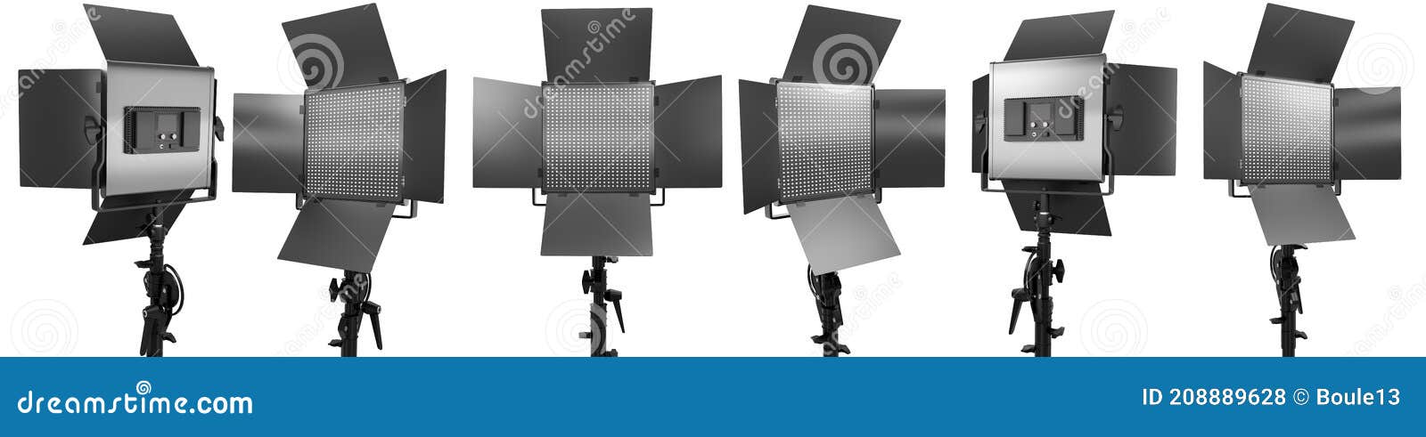 photography studio led flash light on a stand  on white with curtain
