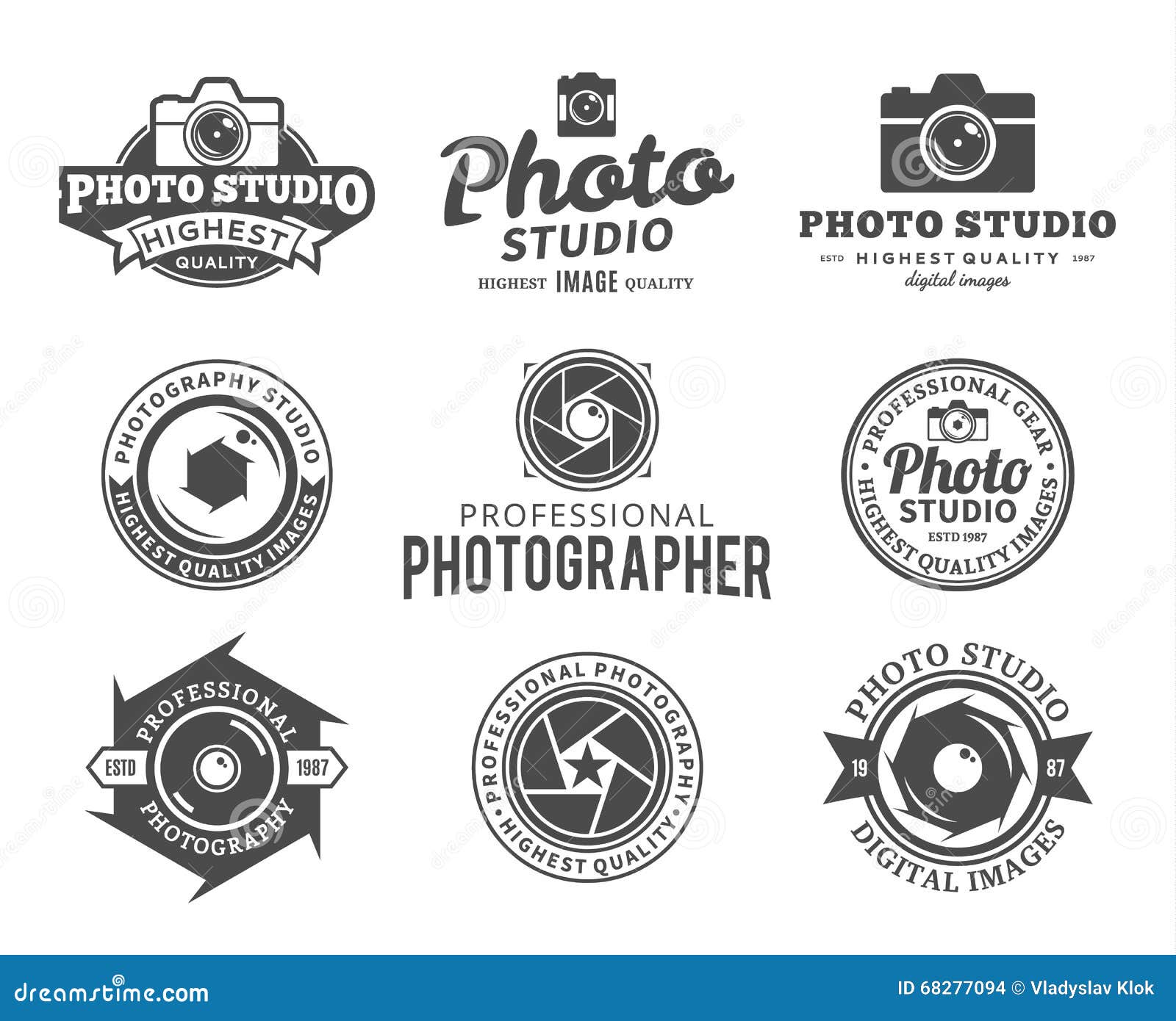 photography studio logo, labels, icons and  s