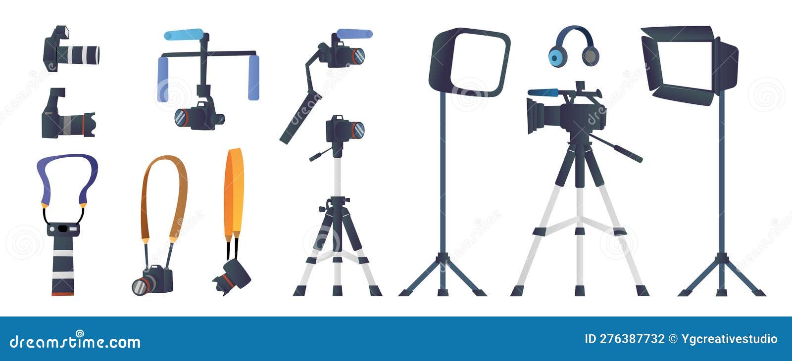 Photography and Videography Equipment Collection Set Stock Vector ...