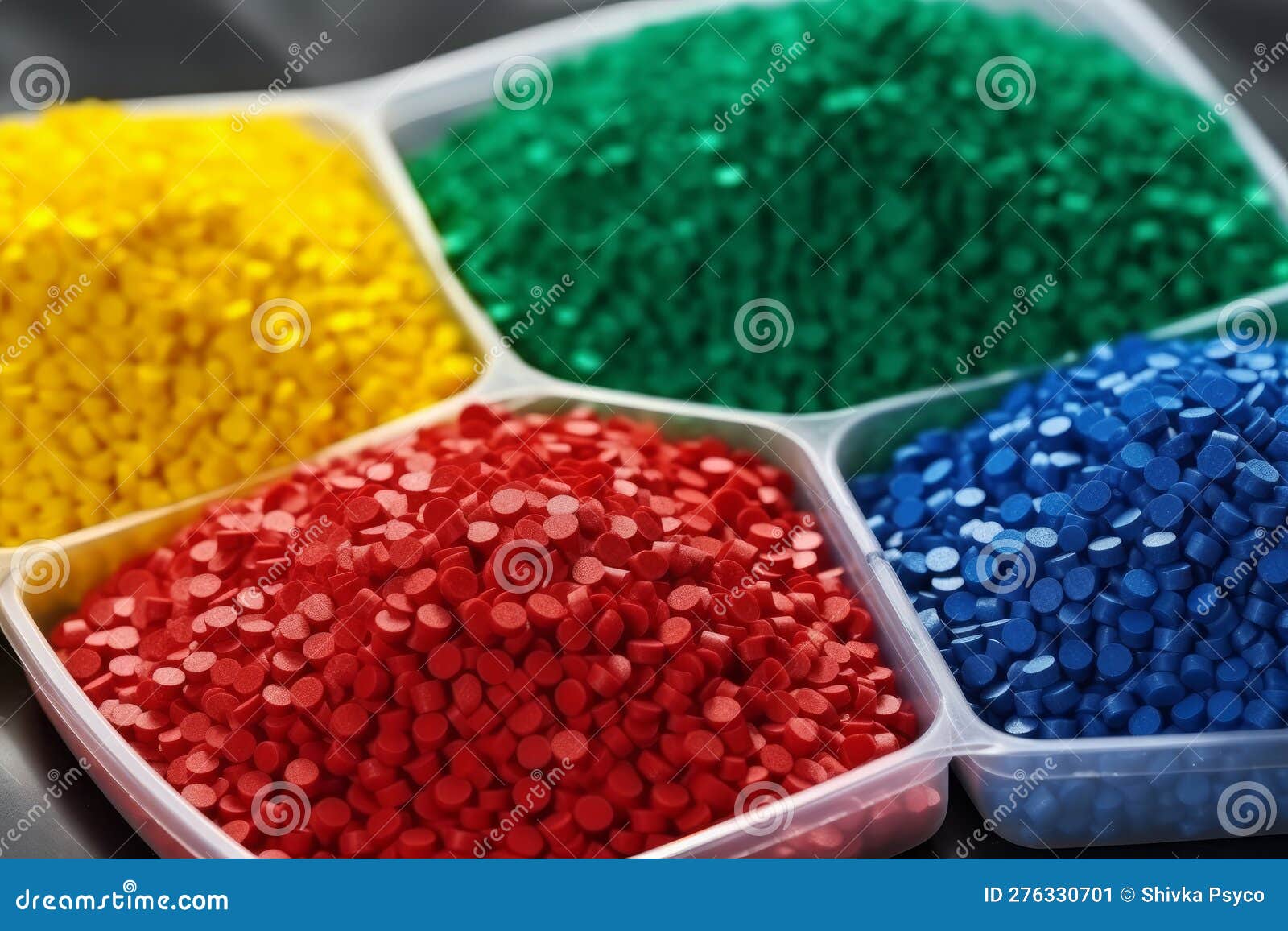 Photoraph of Polymeric Dye Plastic Pellets Colorant Generative AI Stock