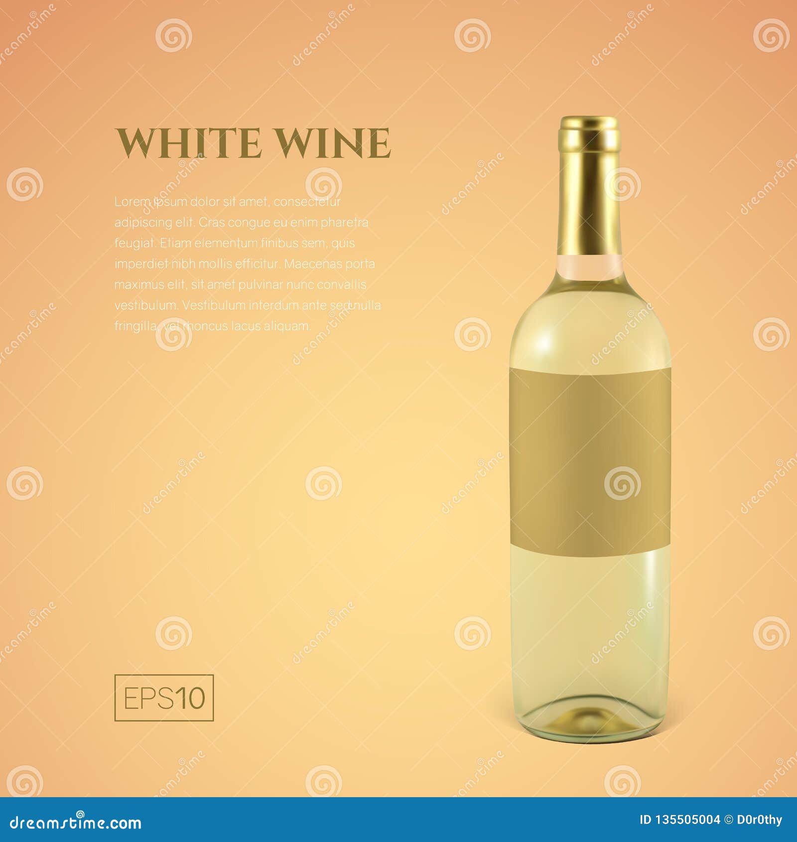 Download Photorealistic Bottle Of White Wine On A Yellow Background Stock Vector Illustration Of Frontal Blanc 135505004 Yellowimages Mockups