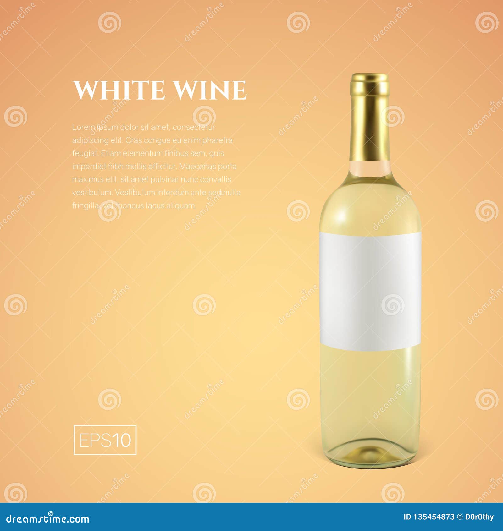 Download Photorealistic Bottle Of White Wine On A Yellow Background Stock Vector Illustration Of Bottle Color 135454873 Yellowimages Mockups