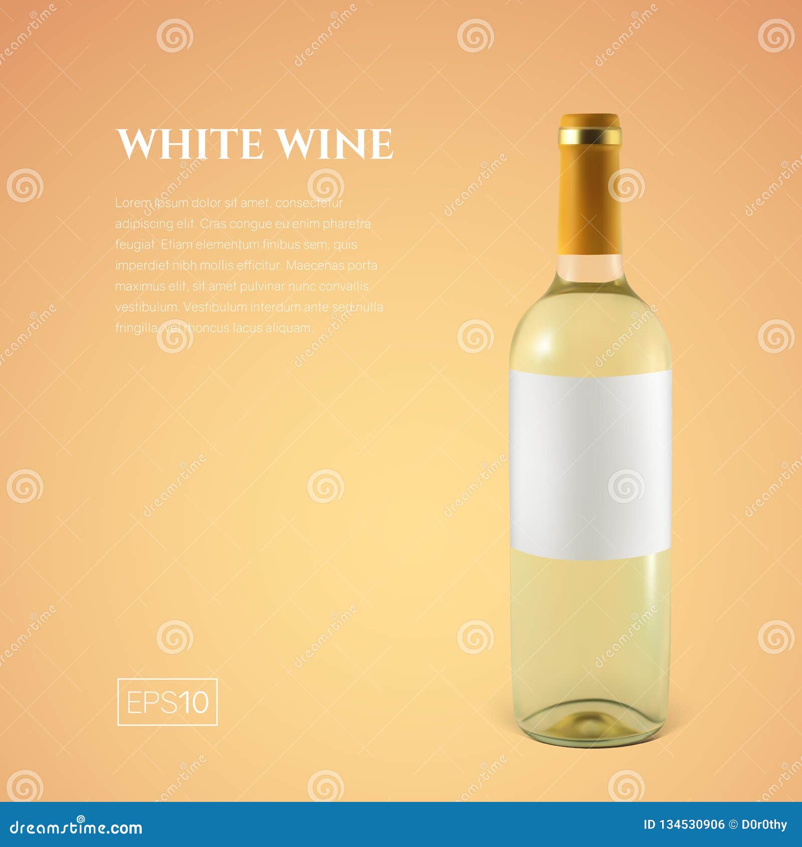 Download Photorealistic Bottle Of White Wine On A Yellow Background Stock Vector Illustration Of Background Bordeaux 134530906 Yellowimages Mockups
