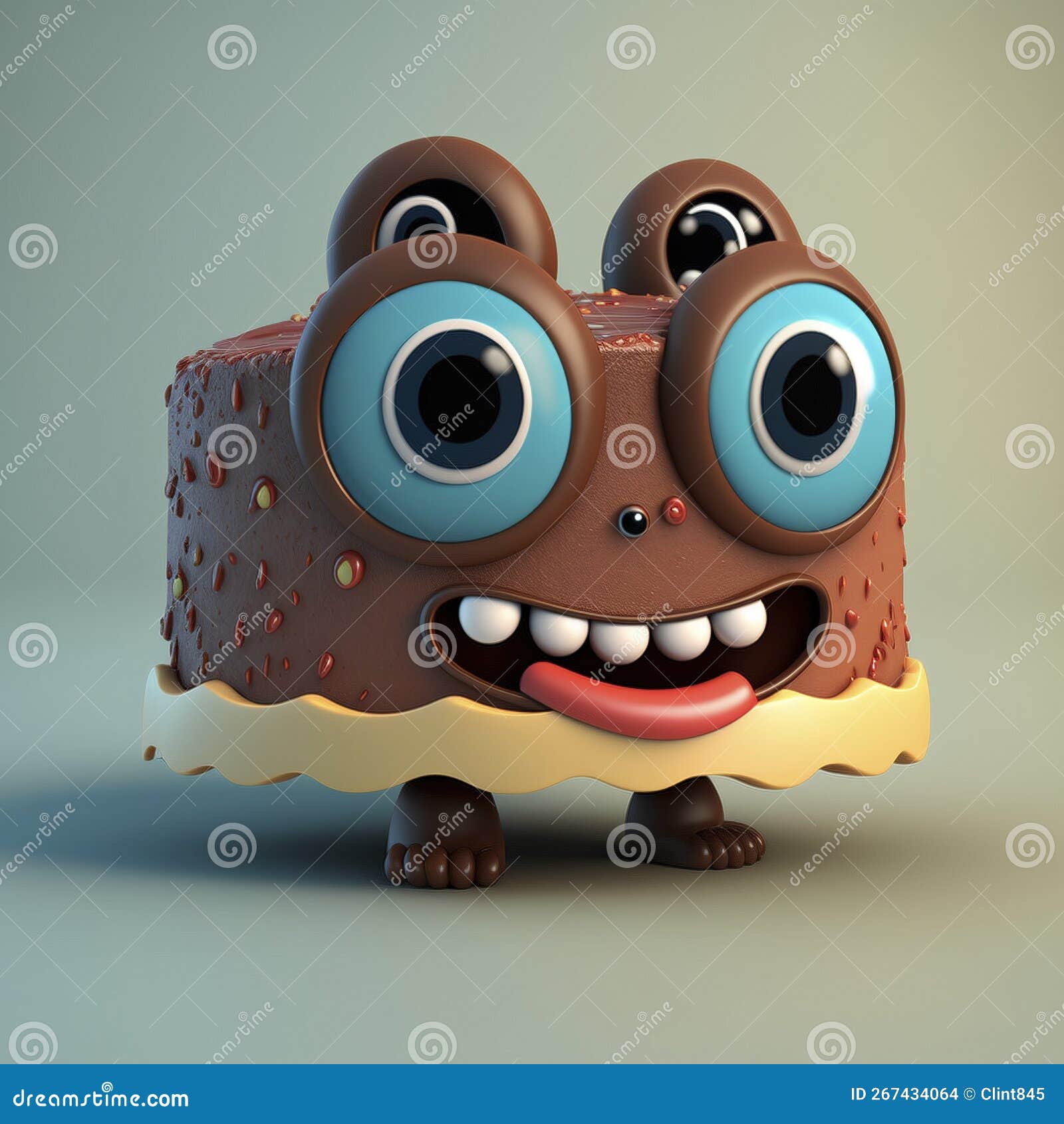 A Photorealistic 3D Cake with Big Eyes and a Smile - Global Illumination  Stock Illustration - Illustration of global, color: 267434064