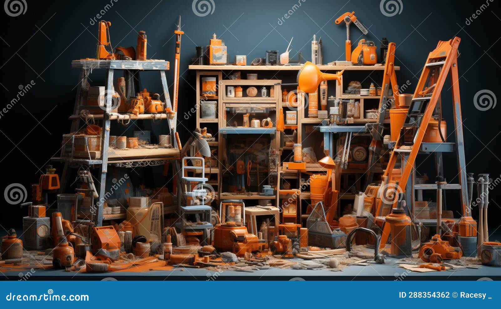 Photo Different Construction Accessories Stock Illustration