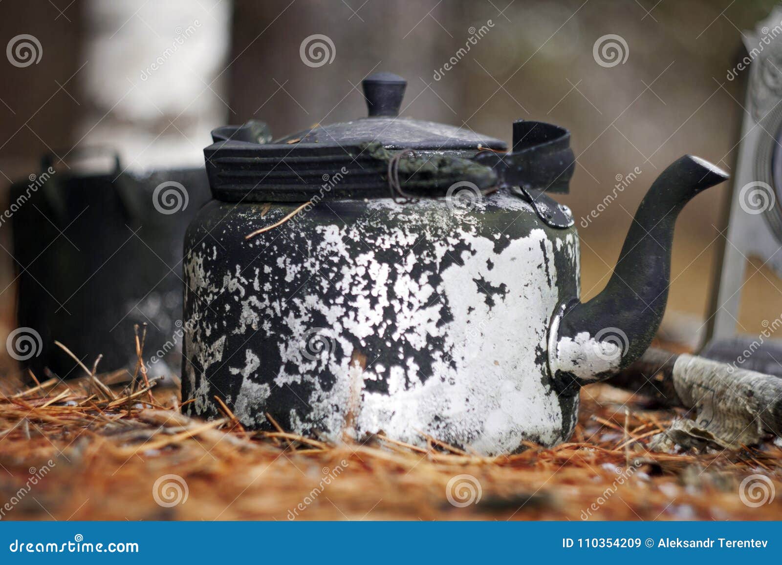 Photos of the Old Kettle with Peeling Paint. Stock Image Image of