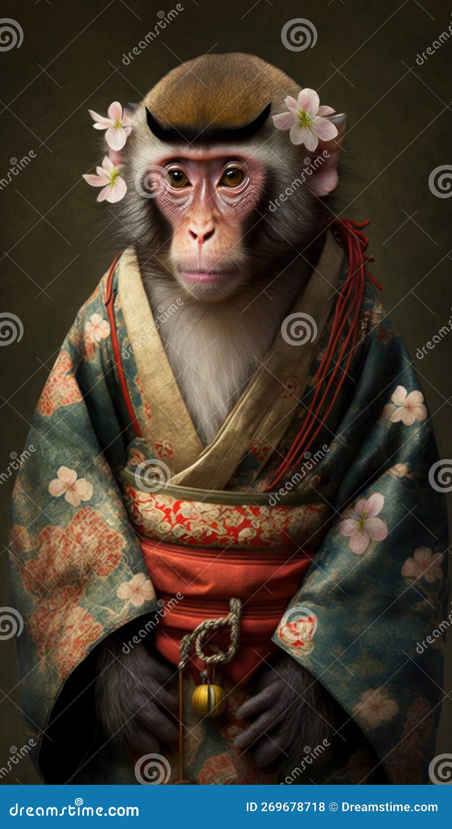 An iconic fashion photoshoot of a monkey modeling trendy clothing